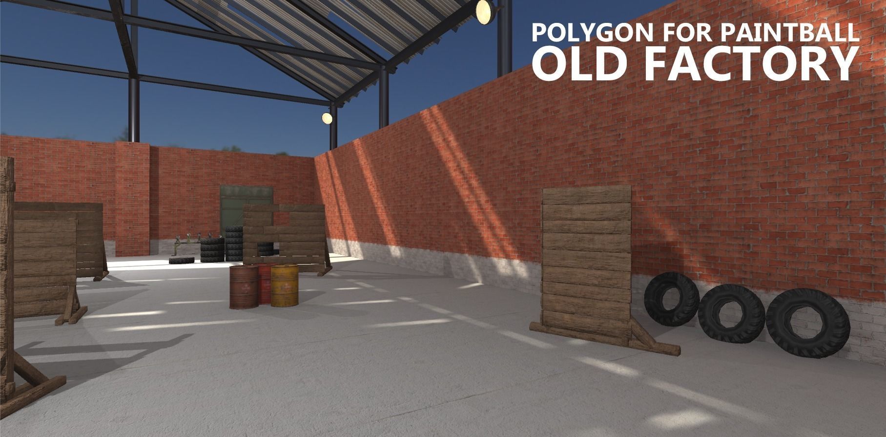 Polygon for paintball - old factory Low-poly 3D model_13