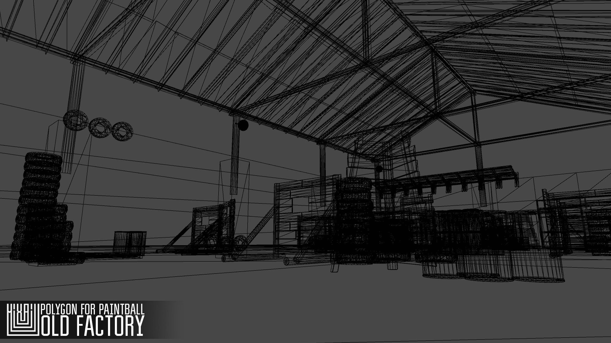 Polygon for paintball - old factory Low-poly 3D model_5