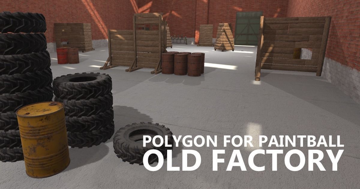 Polygon for paintball - old factory Low-poly 3D model_10