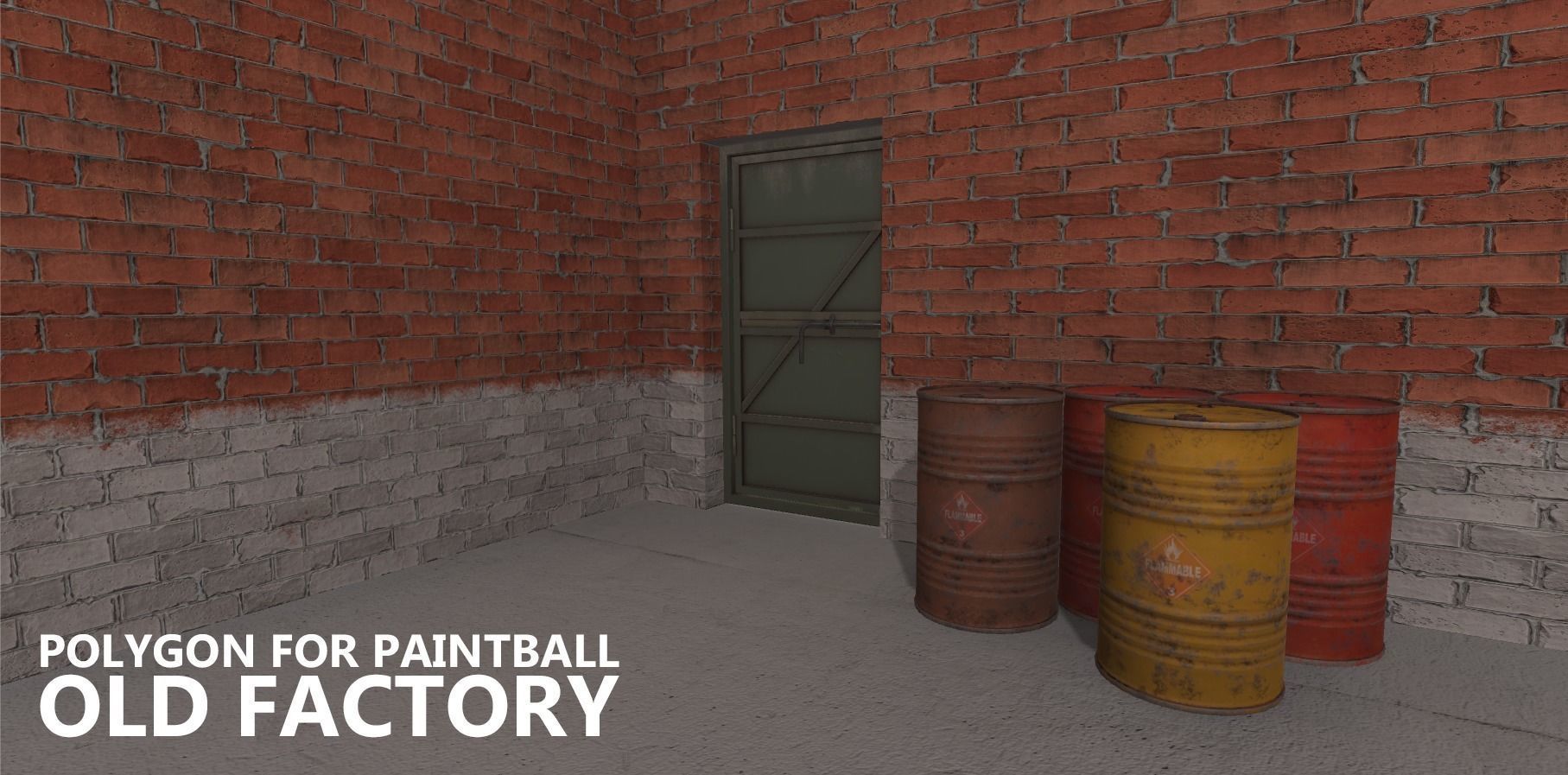 Polygon for paintball - old factory Low-poly 3D model_12