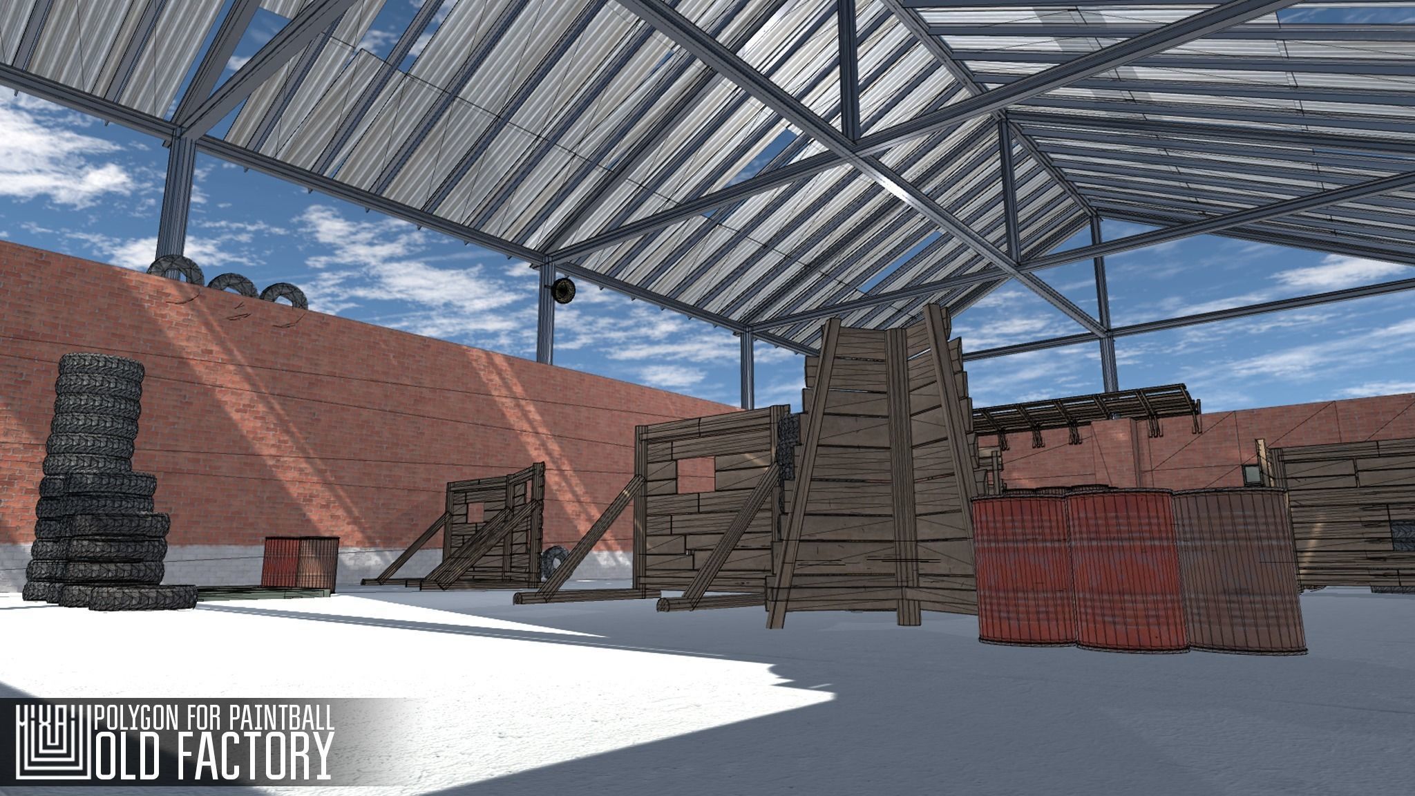 Polygon for paintball - old factory Low-poly 3D model_6