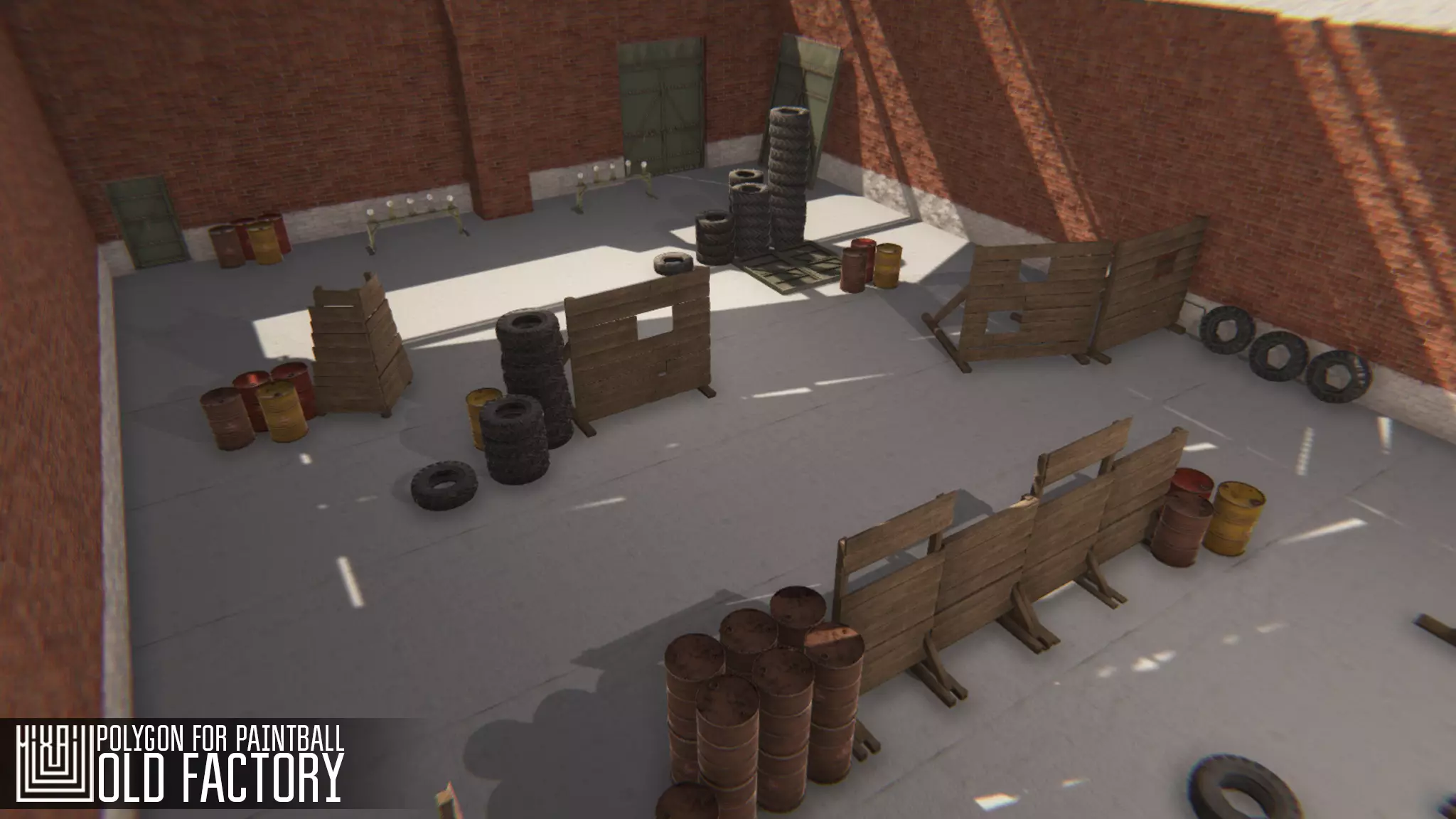 Polygon for paintball - old factory Low-poly 3D model_0