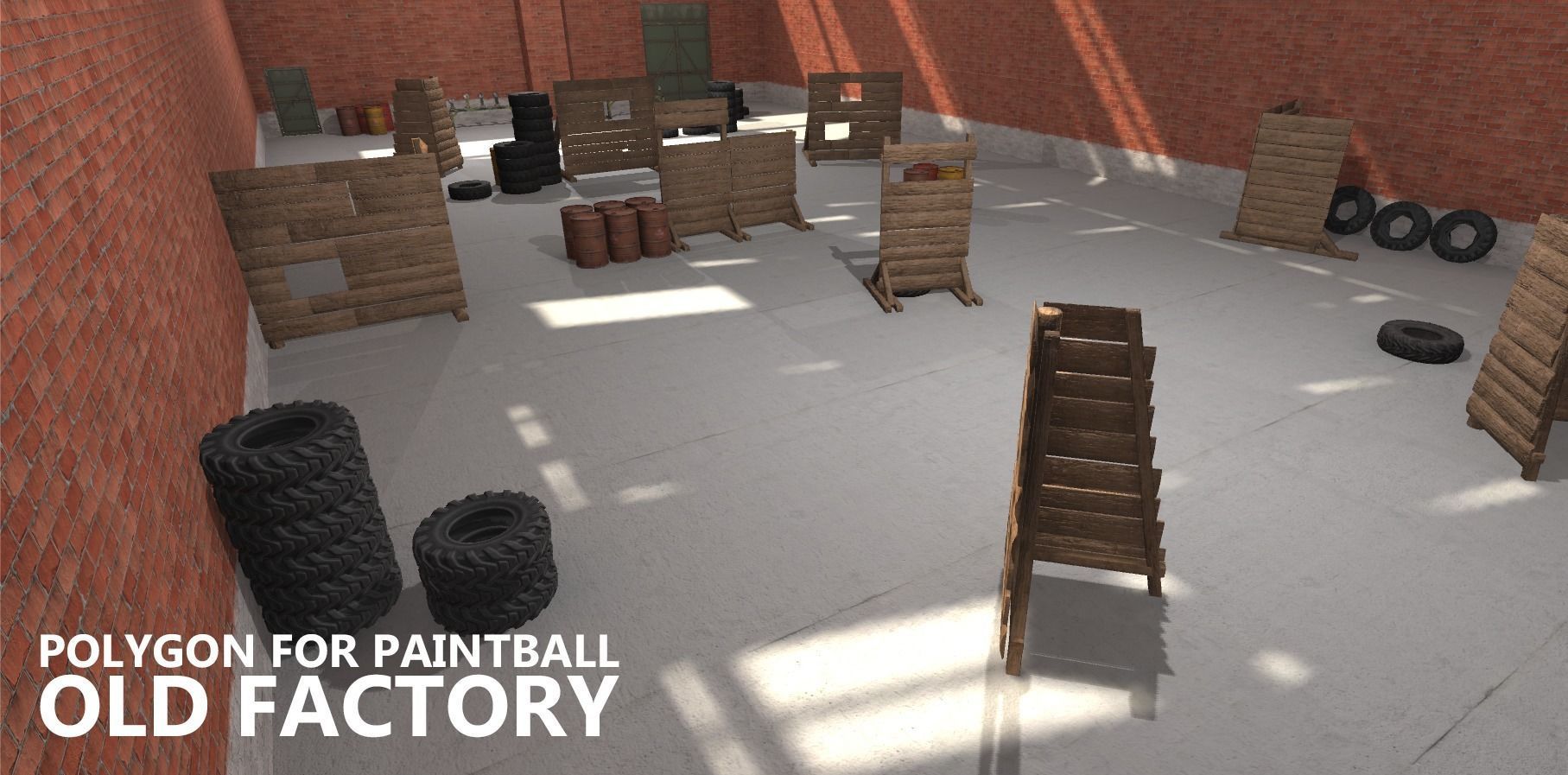 Polygon for paintball - old factory Low-poly 3D model_11