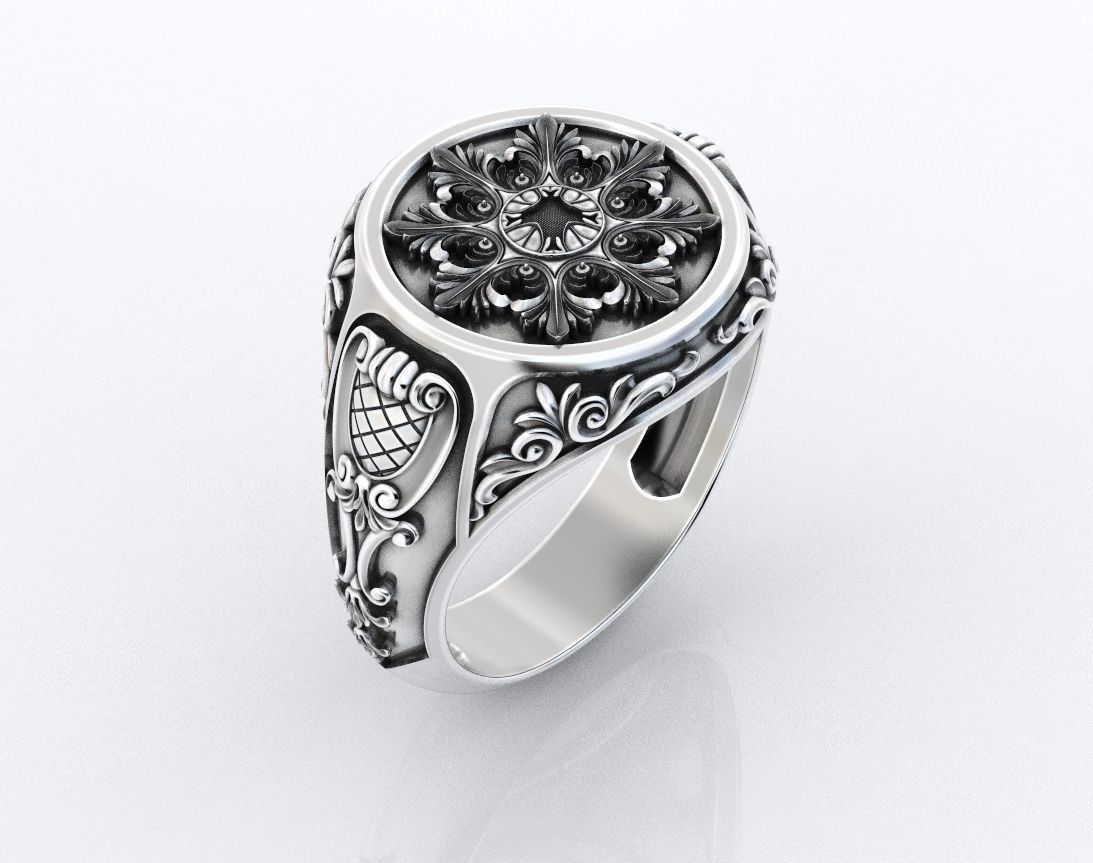 Ring with old-fashioned patterns 374 3D print model_10