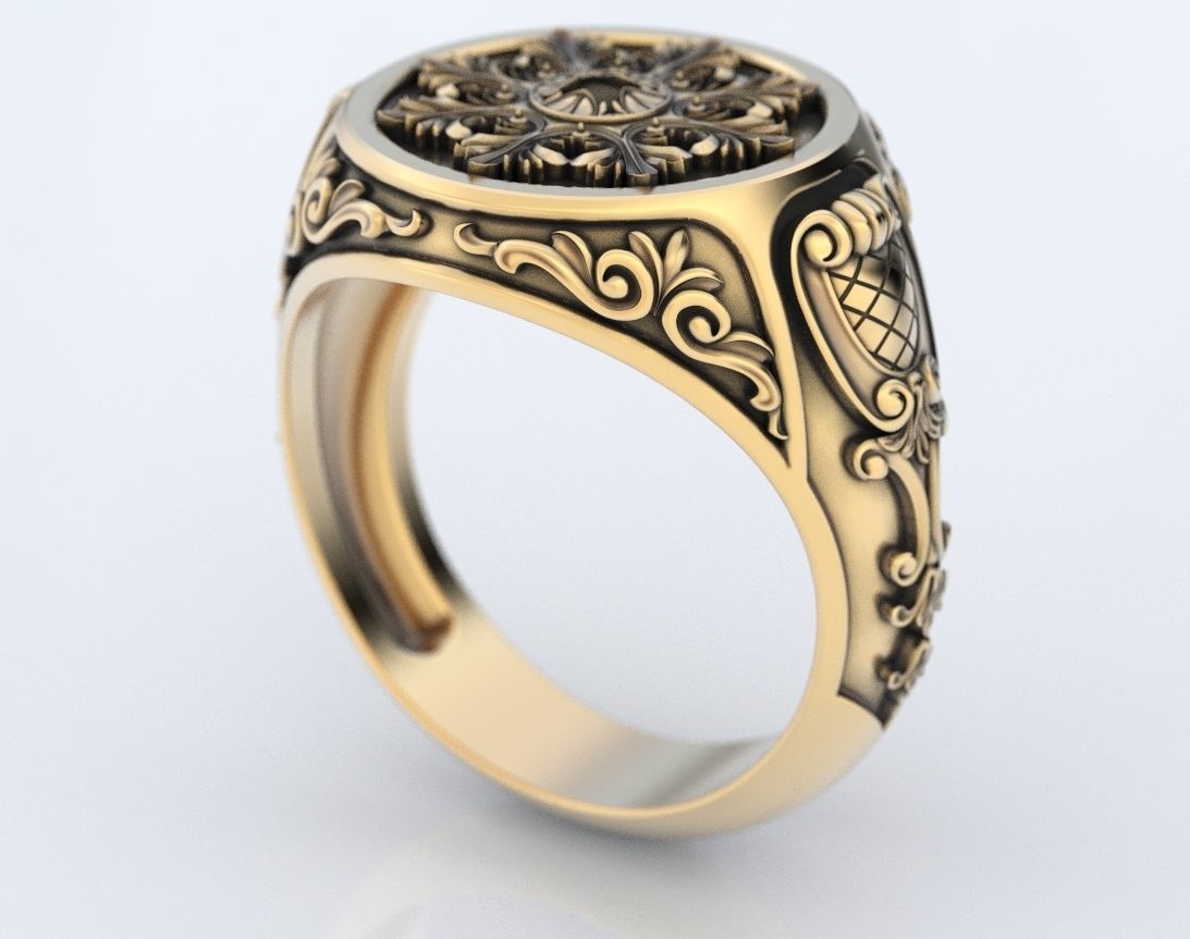 Ring with old-fashioned patterns 374 3D print model_2