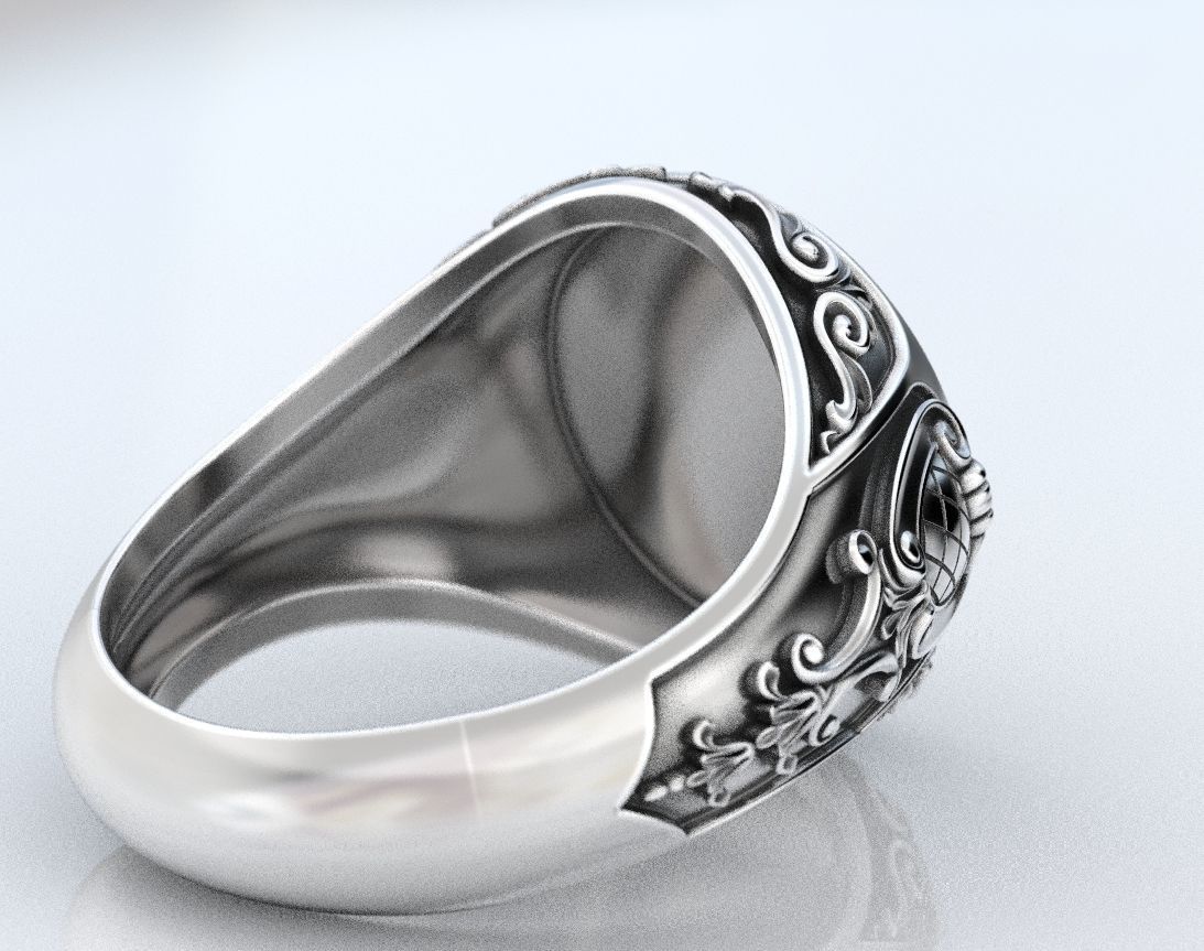 Ring with old-fashioned patterns 374 3D print model_12