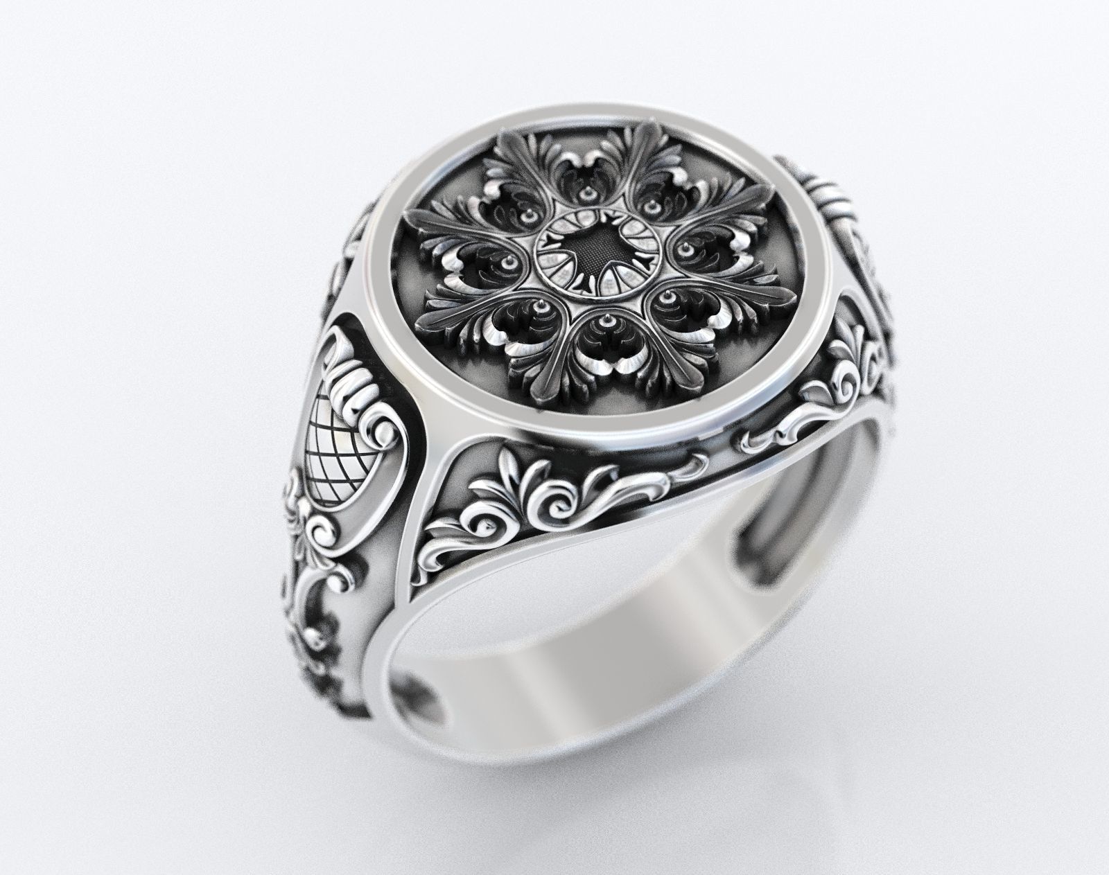 Ring with old-fashioned patterns 374 3D print model_14