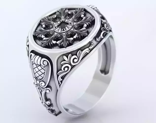 Ring with old-fashioned patterns 374 3D print model