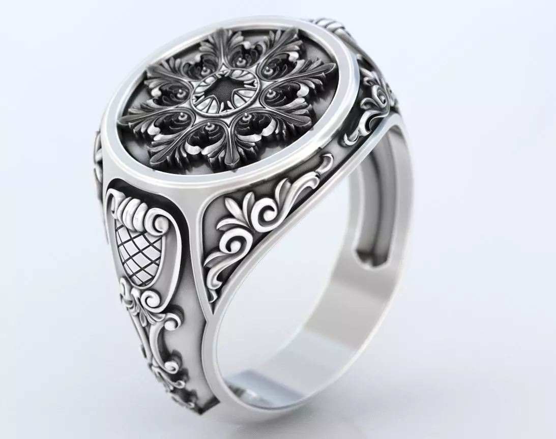 Ring with old-fashioned patterns 374 3D print model_0