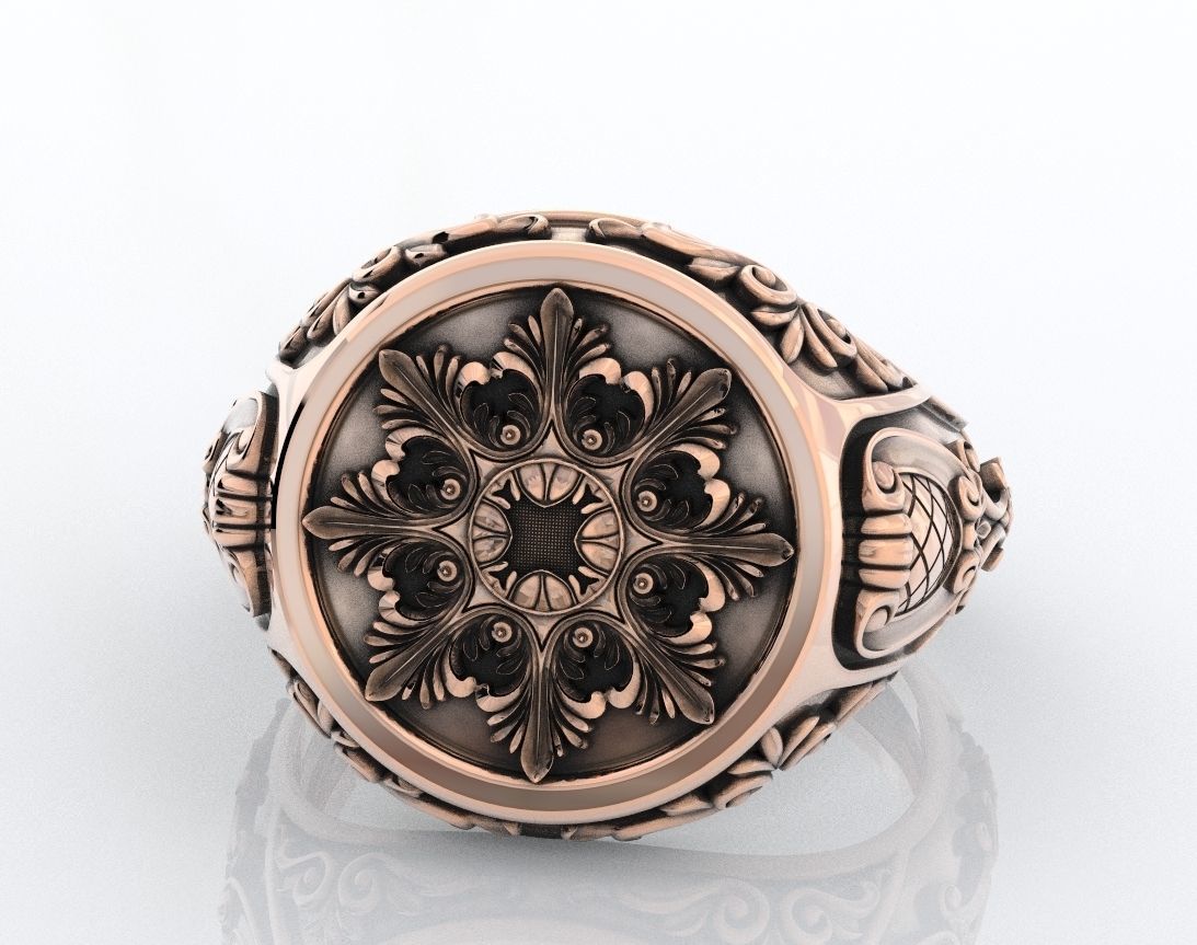 Ring with old-fashioned patterns 374 3D print model_11