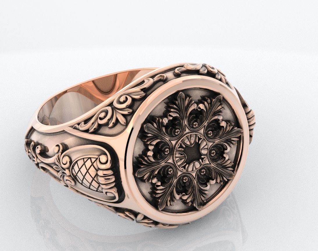 Ring with old-fashioned patterns 374 3D print model_9