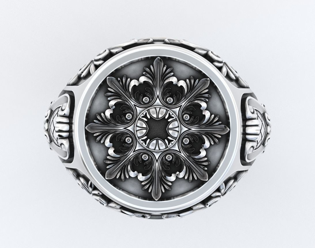 Ring with old-fashioned patterns 374 3D print model_15