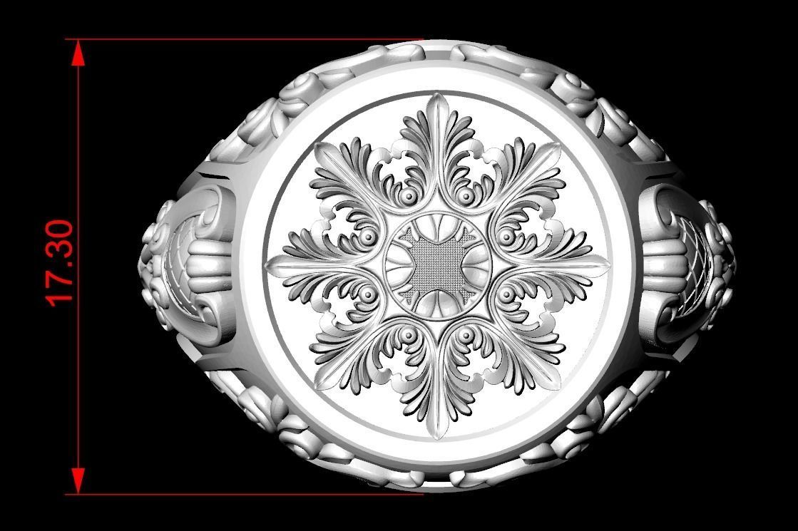 Ring with old-fashioned patterns 374 3D print model_24