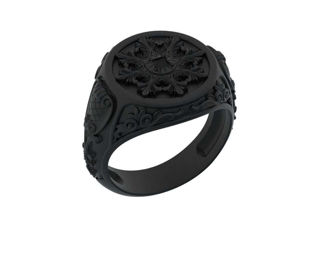 Ring with old-fashioned patterns 374 3D print model_20