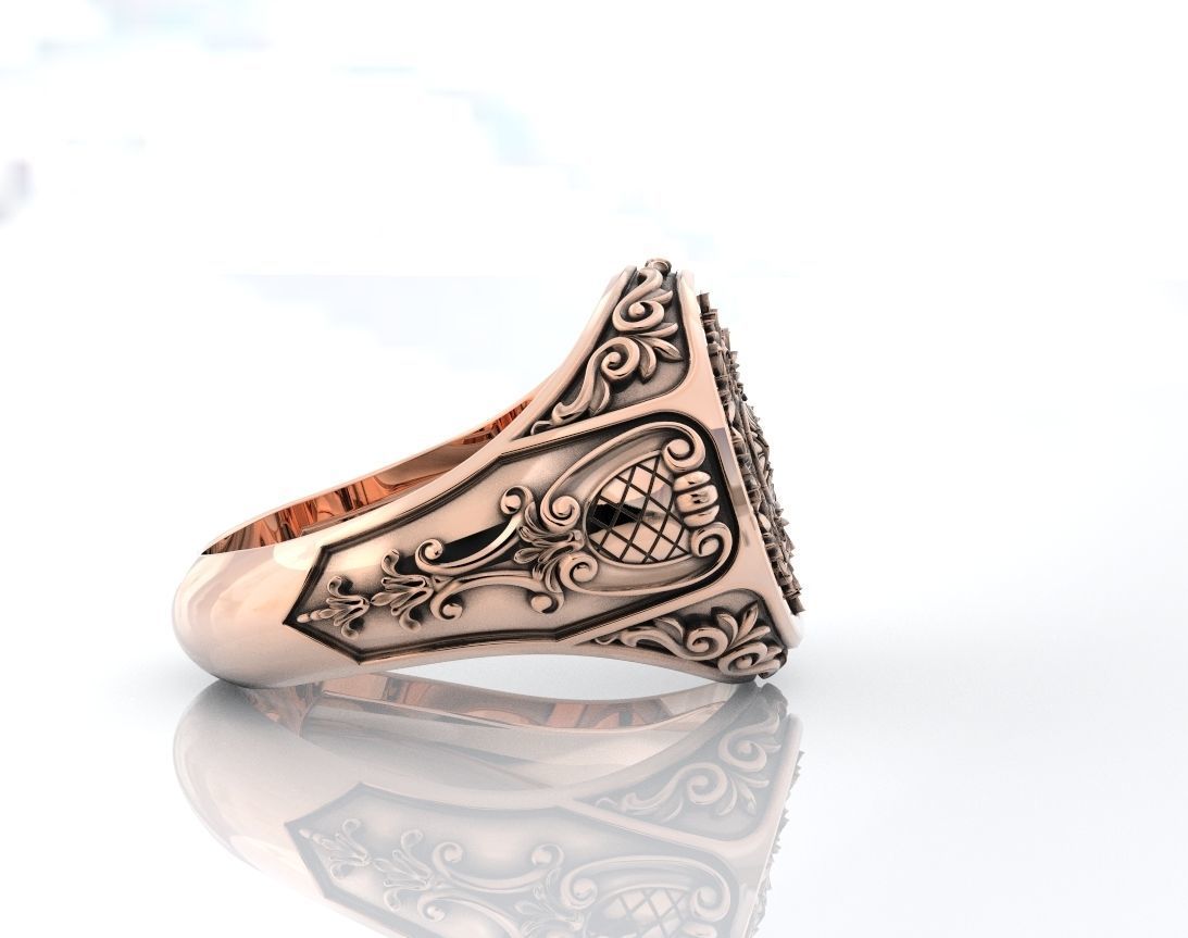 Ring with old-fashioned patterns 374 3D print model_13