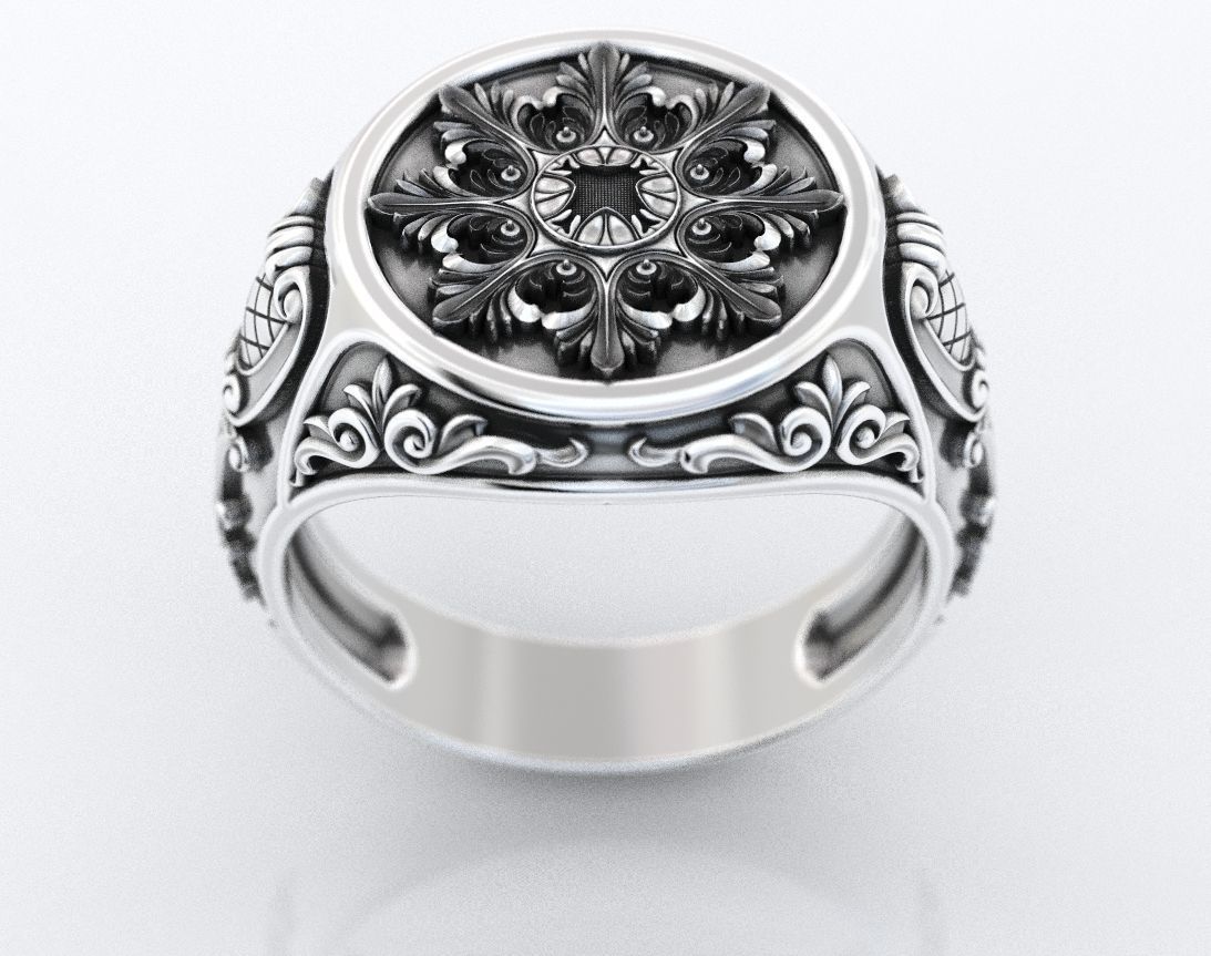 Ring with old-fashioned patterns 374 3D print model_16
