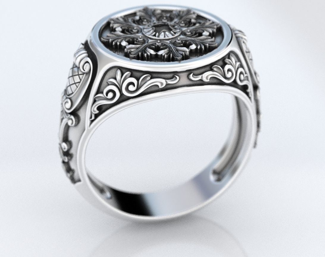 Ring with old-fashioned patterns 374 3D print model_1