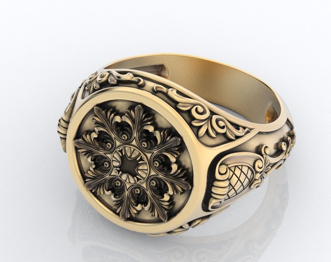 Ring with old-fashioned patterns 374 3D print model_8