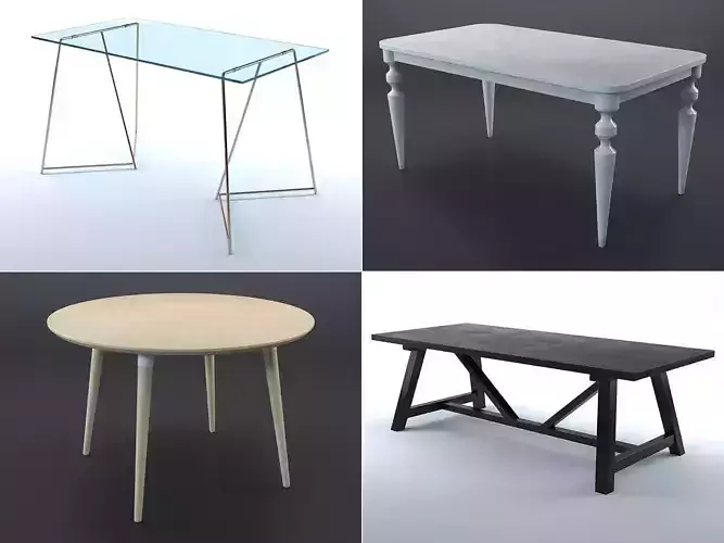 3D Tables collection glass table with metal legs