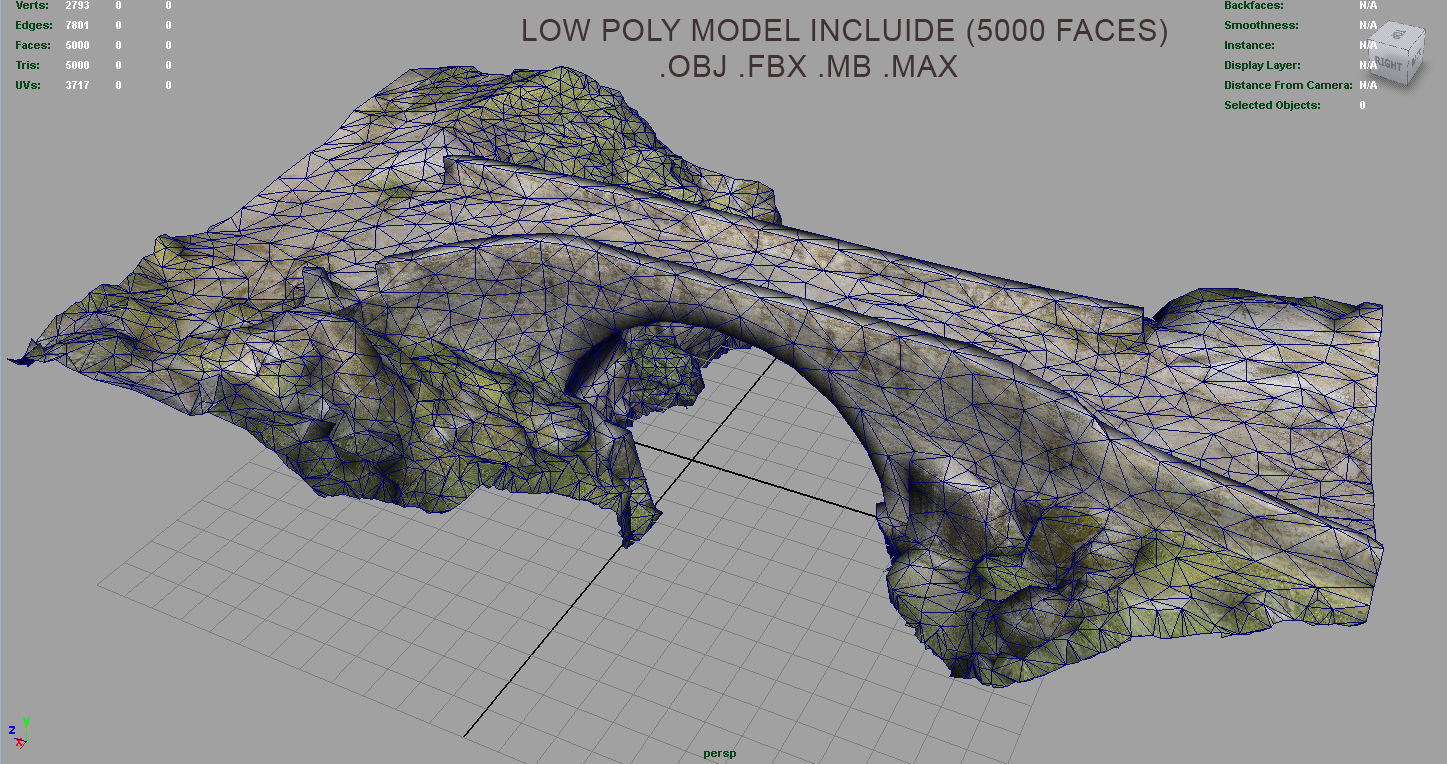 Medieval Bridge Low-poly 3D model_7