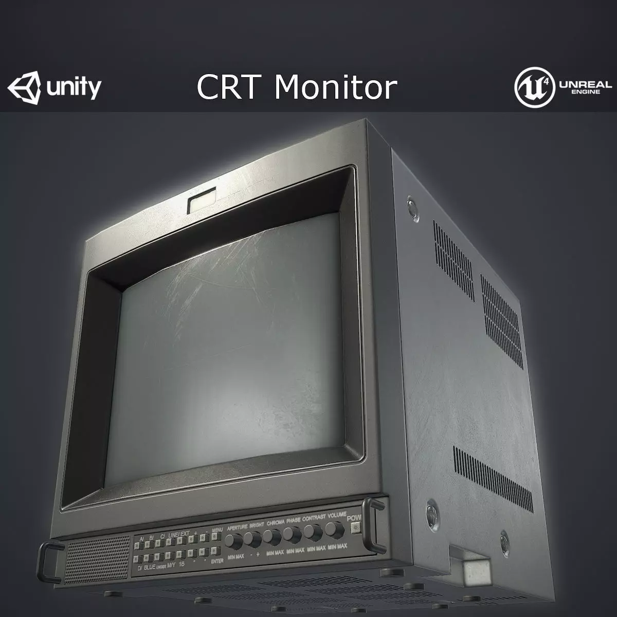 CRT Monitor Low-poly 3D model_0