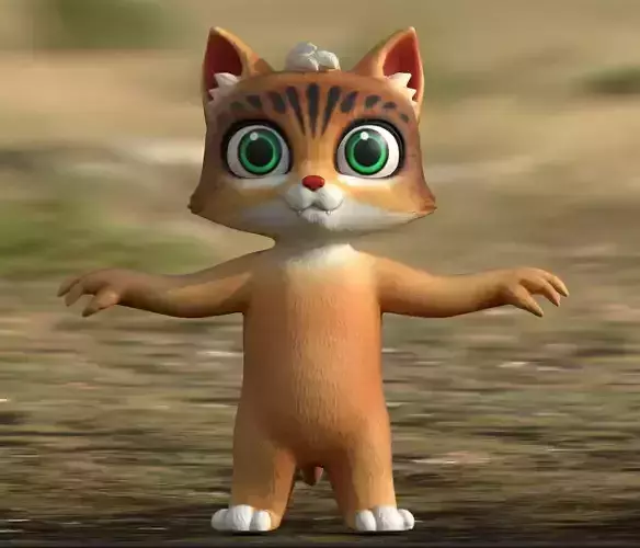 Cartoon Cat 3d model low poly Low-poly 3D model