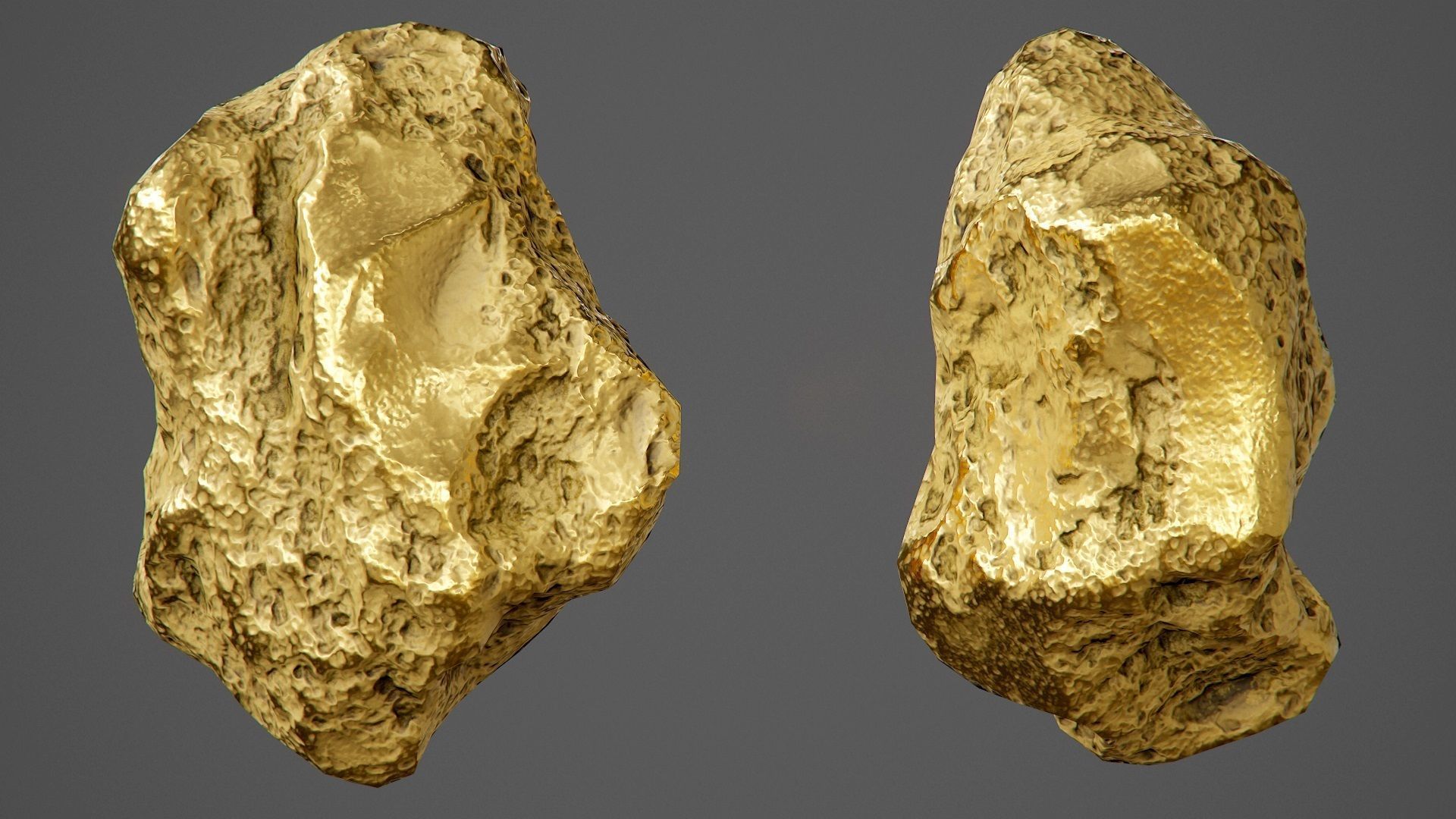 Gold Nugget - PBR Game-Ready Low-poly 3D model_7
