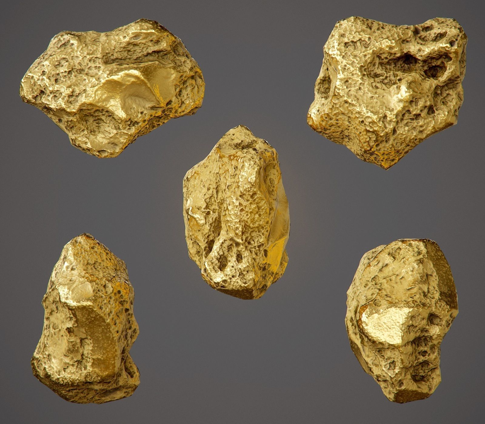 Gold Nugget - PBR Game-Ready Low-poly 3D model_9