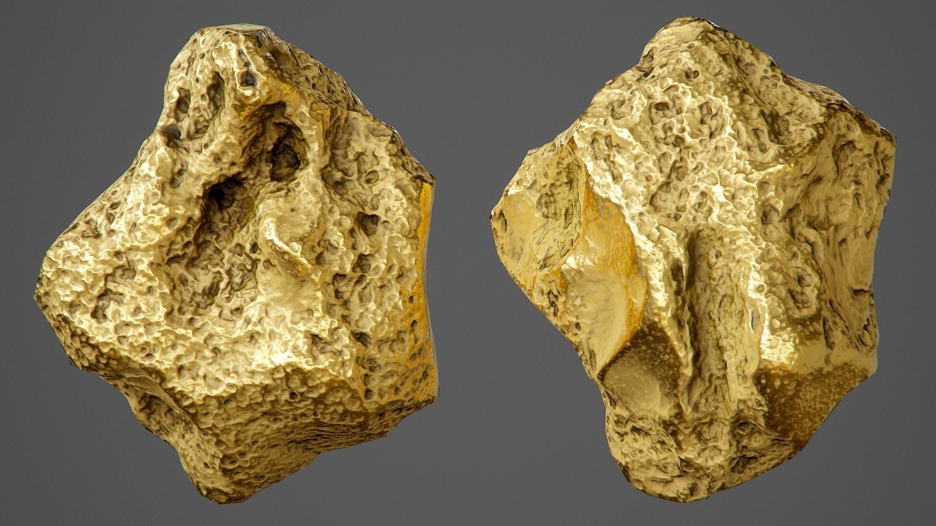 Gold Nugget - PBR Game-Ready Low-poly 3D model_8