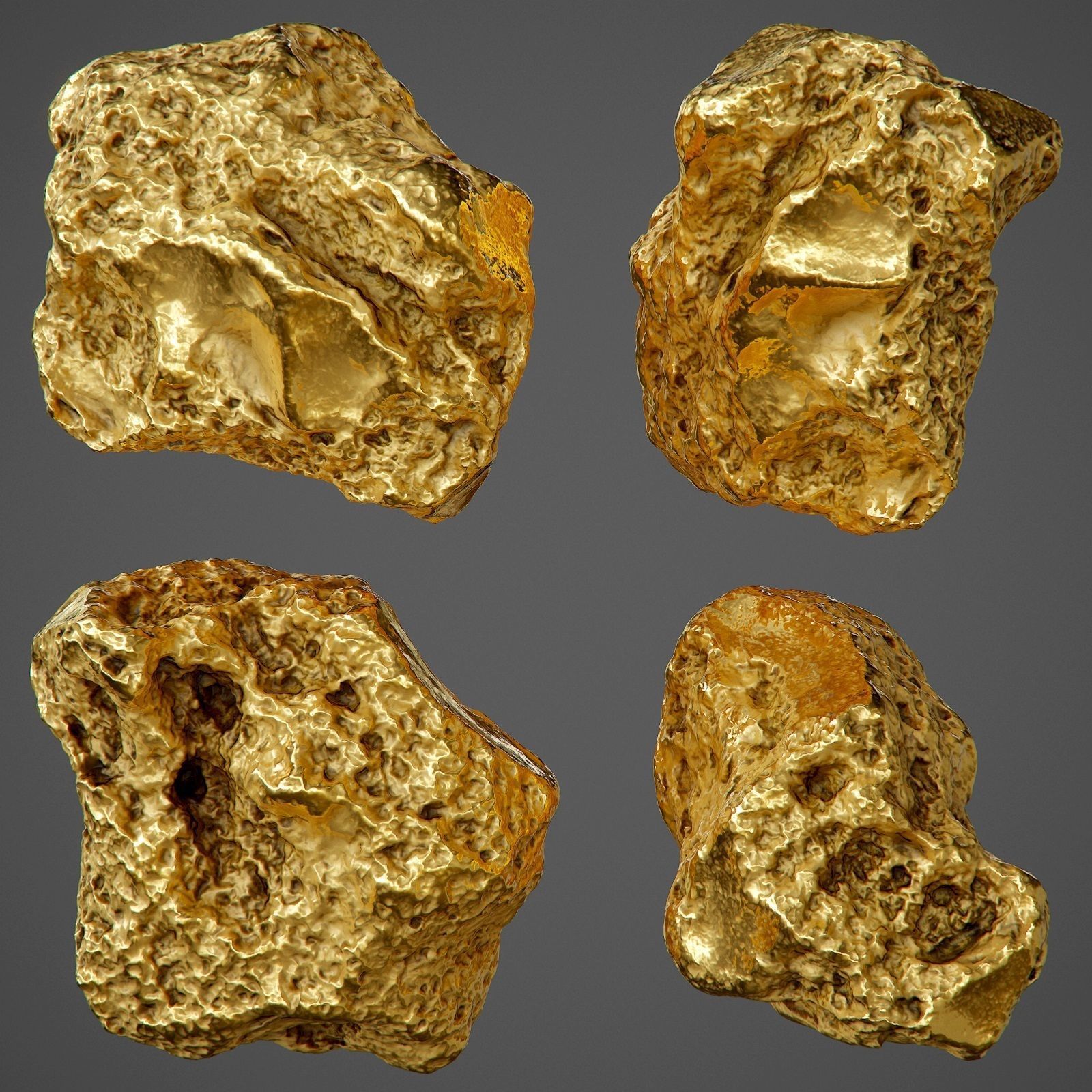 Gold Nugget - PBR Game-Ready Low-poly 3D model_4