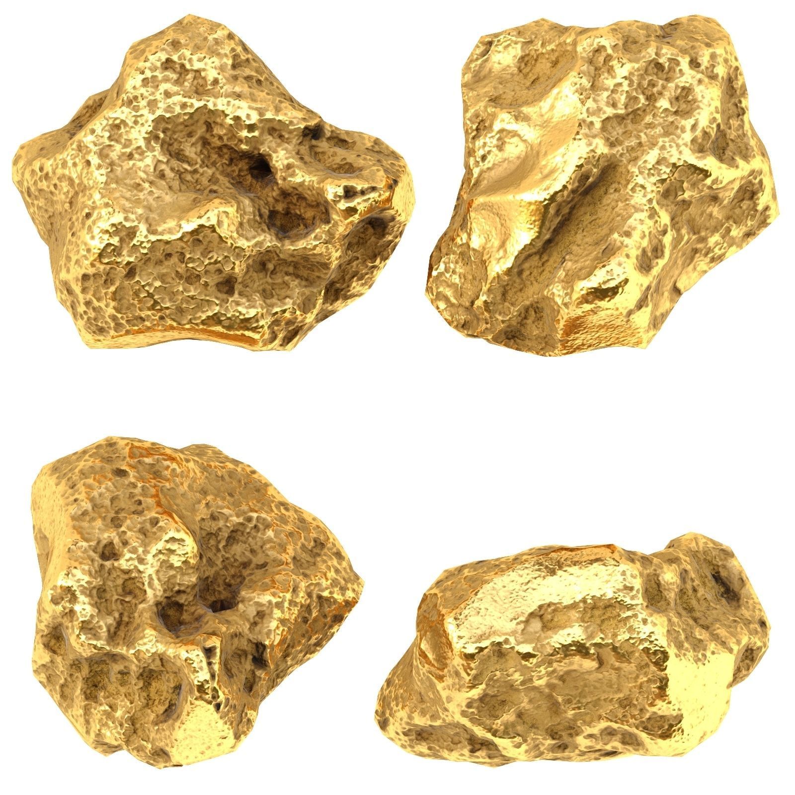 Gold Nugget - PBR Game-Ready Low-poly 3D model_10