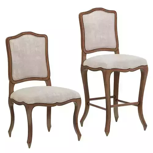 Restoration Hardware Vintage French Camelback Fabric Chairs 3D model