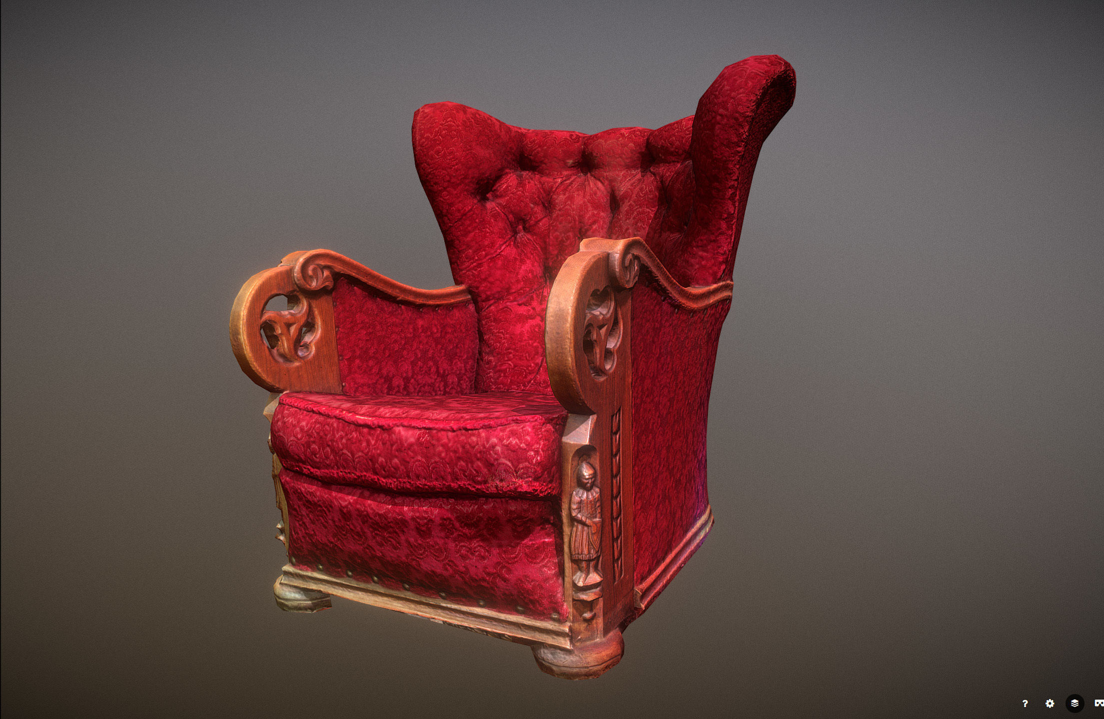3D scaned photorealistic armchair Low-poly 3D model_41