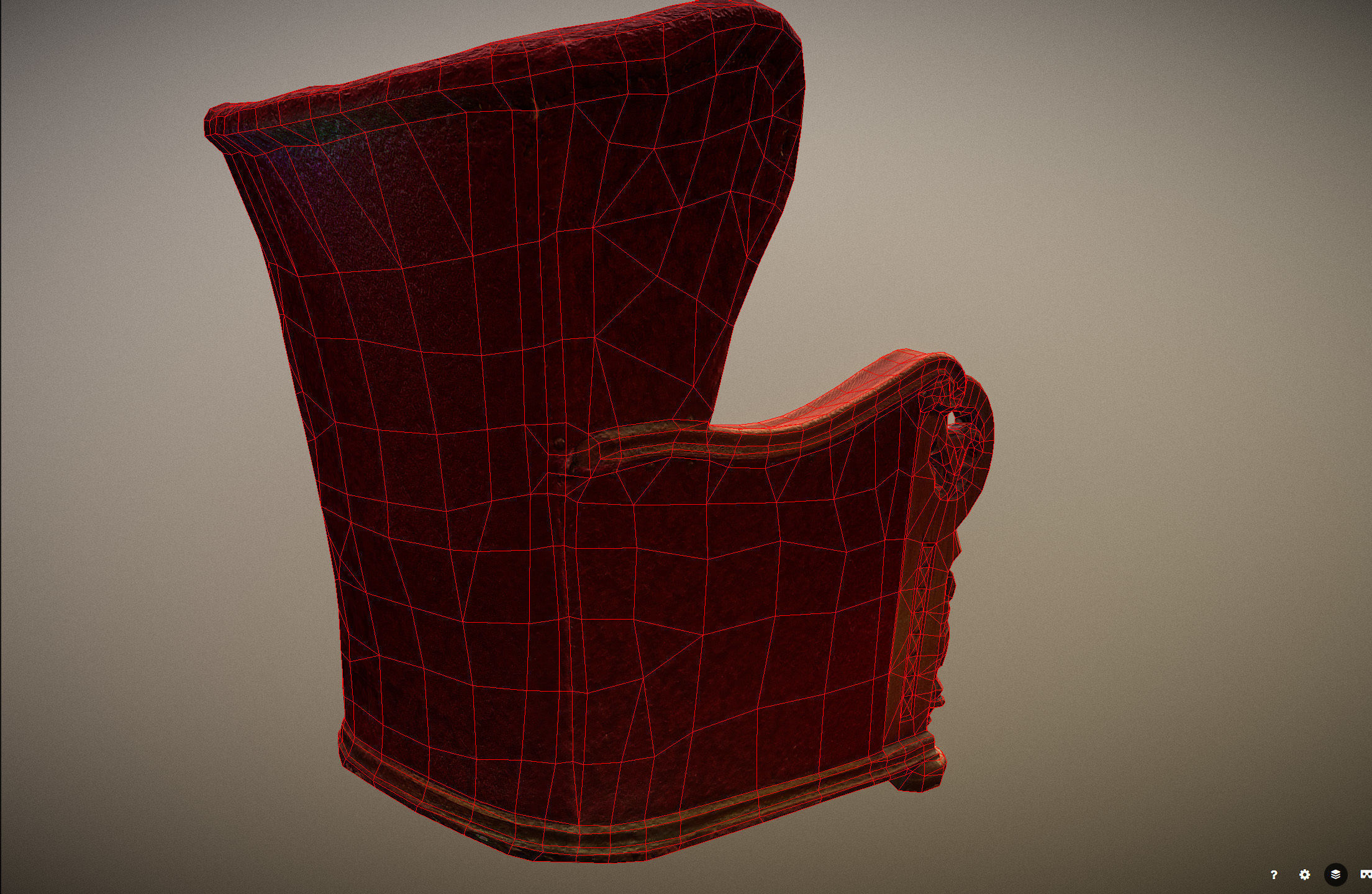 3D scaned photorealistic armchair Low-poly 3D model_31