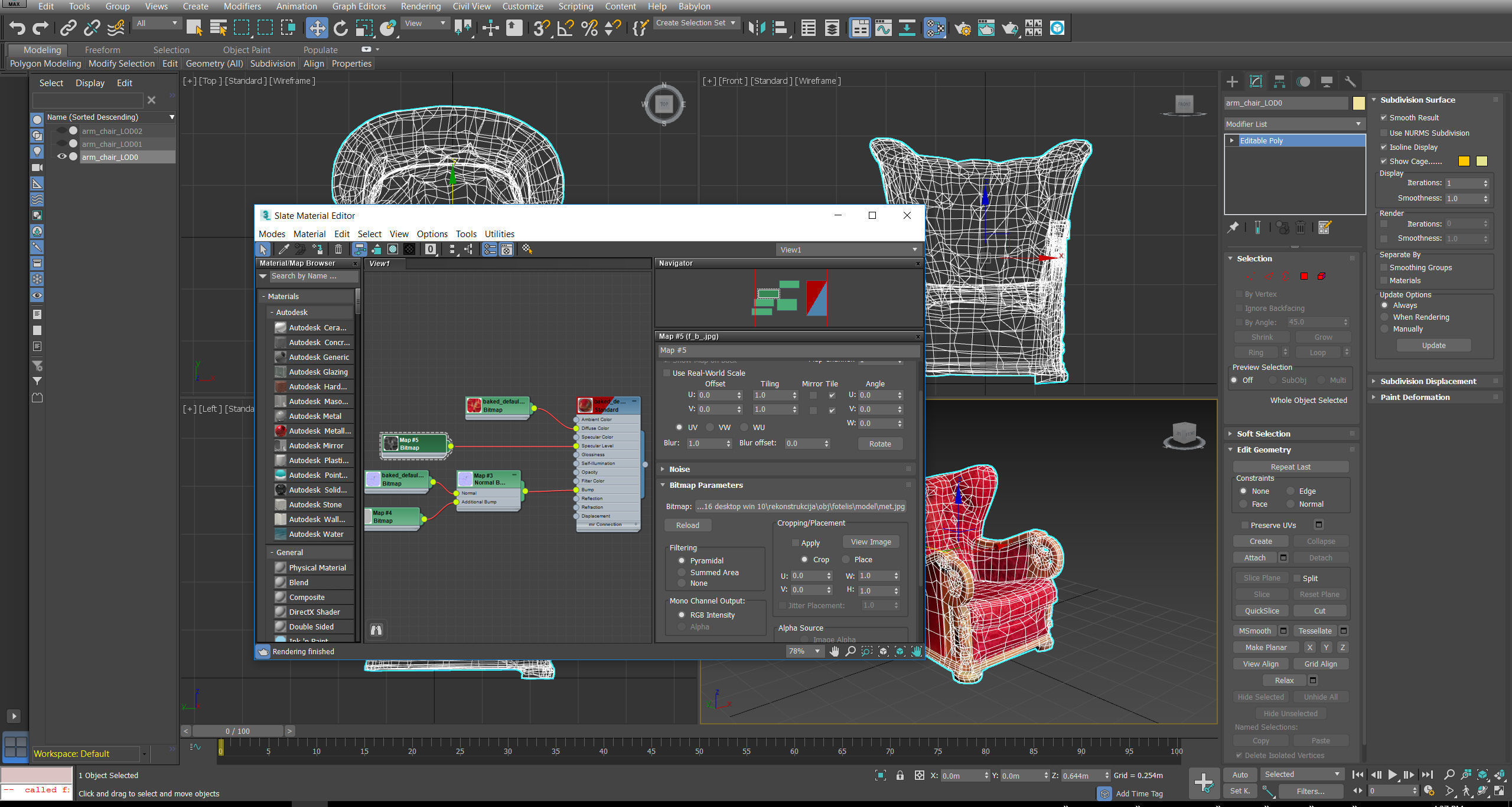 3D scaned photorealistic armchair Low-poly 3D model_49