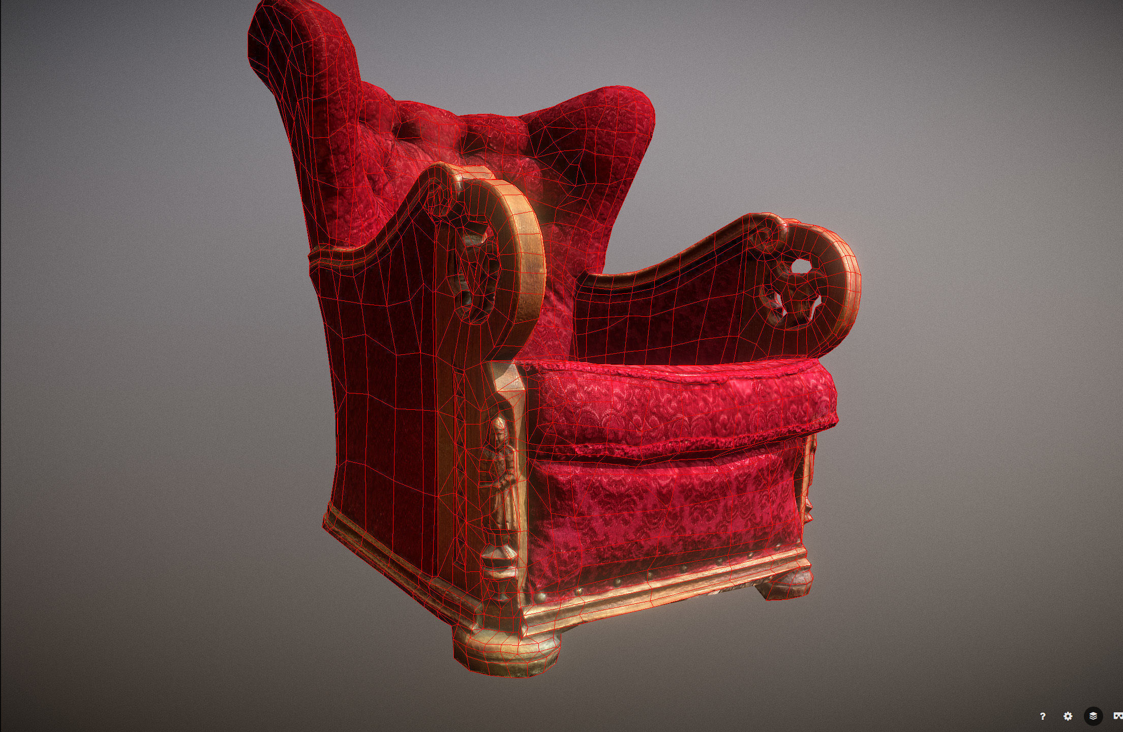 3D scaned photorealistic armchair Low-poly 3D model_34