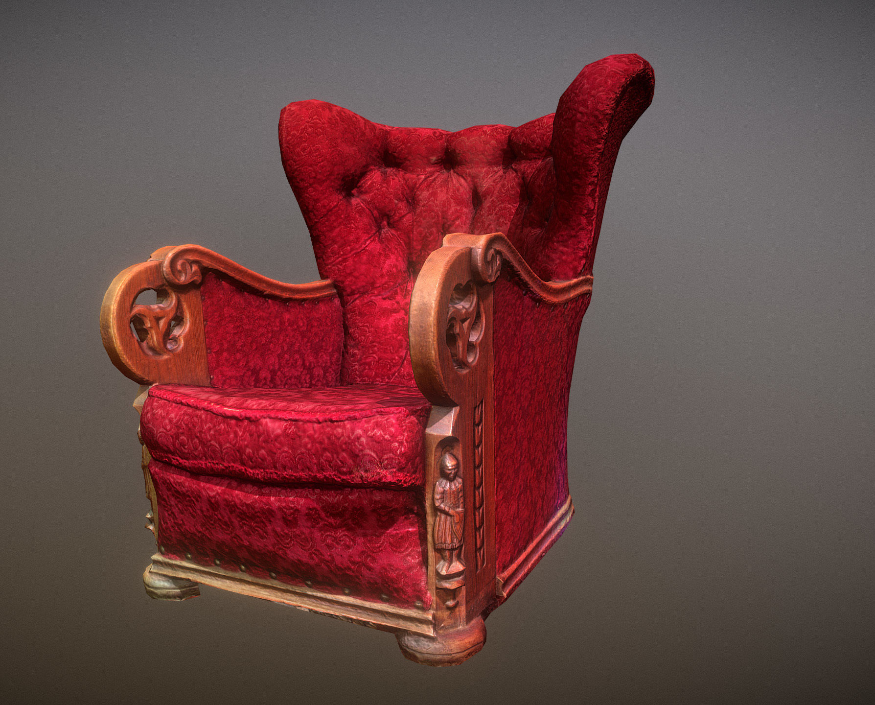 3D scaned photorealistic armchair Low-poly 3D model_1