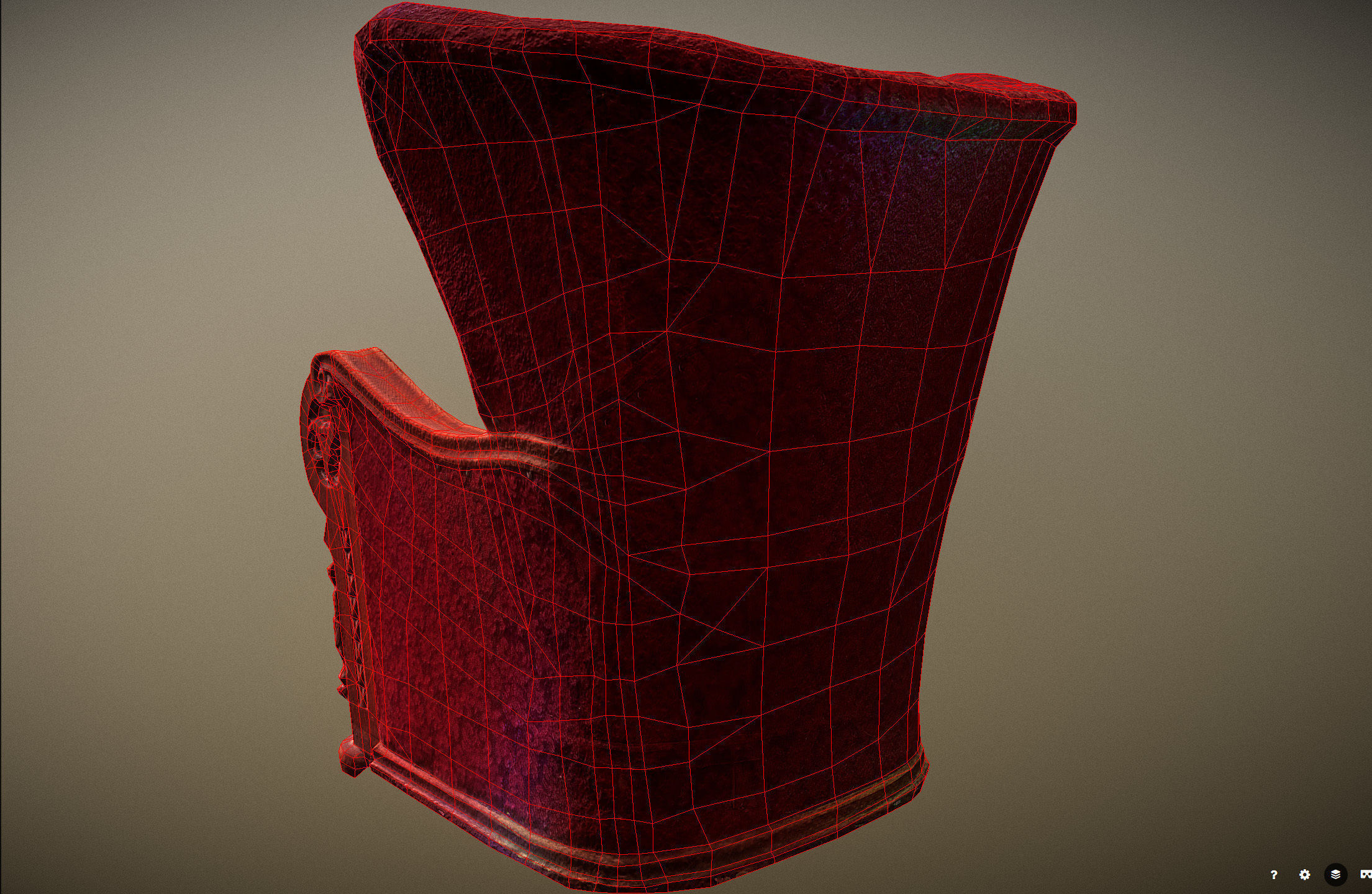 3D scaned photorealistic armchair Low-poly 3D model_32