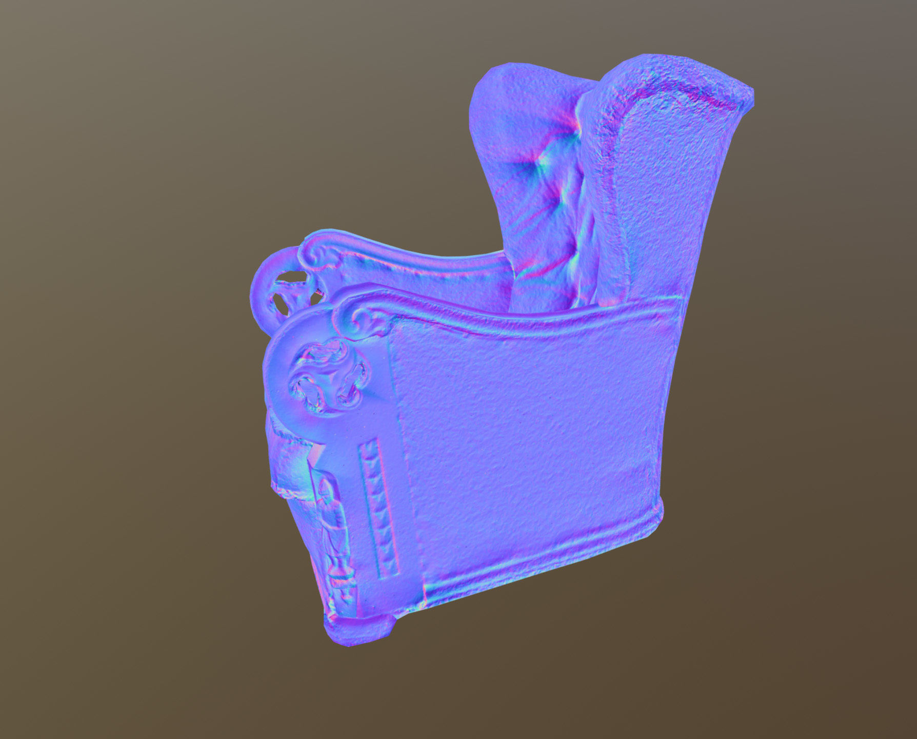 3D scaned photorealistic armchair Low-poly 3D model_22