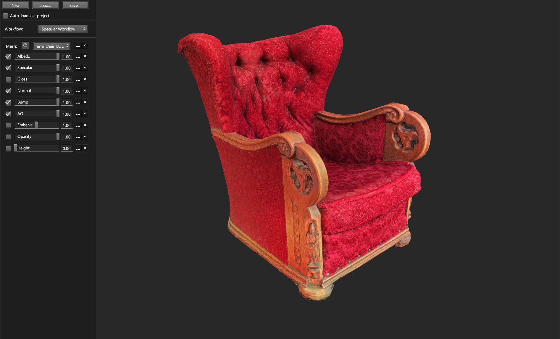 3D scaned photorealistic armchair Low-poly 3D model_45