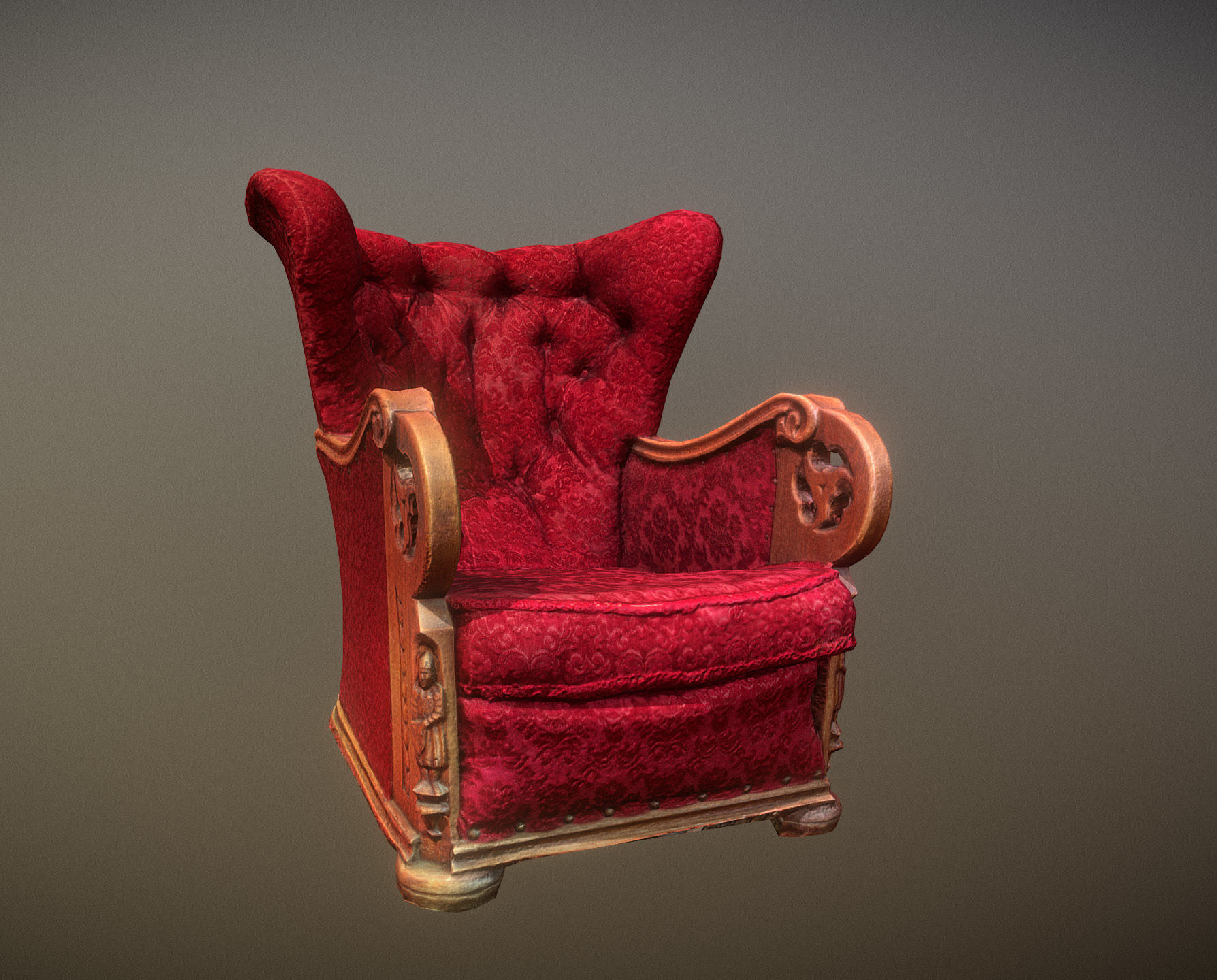 3D scaned photorealistic armchair Low-poly 3D model_9