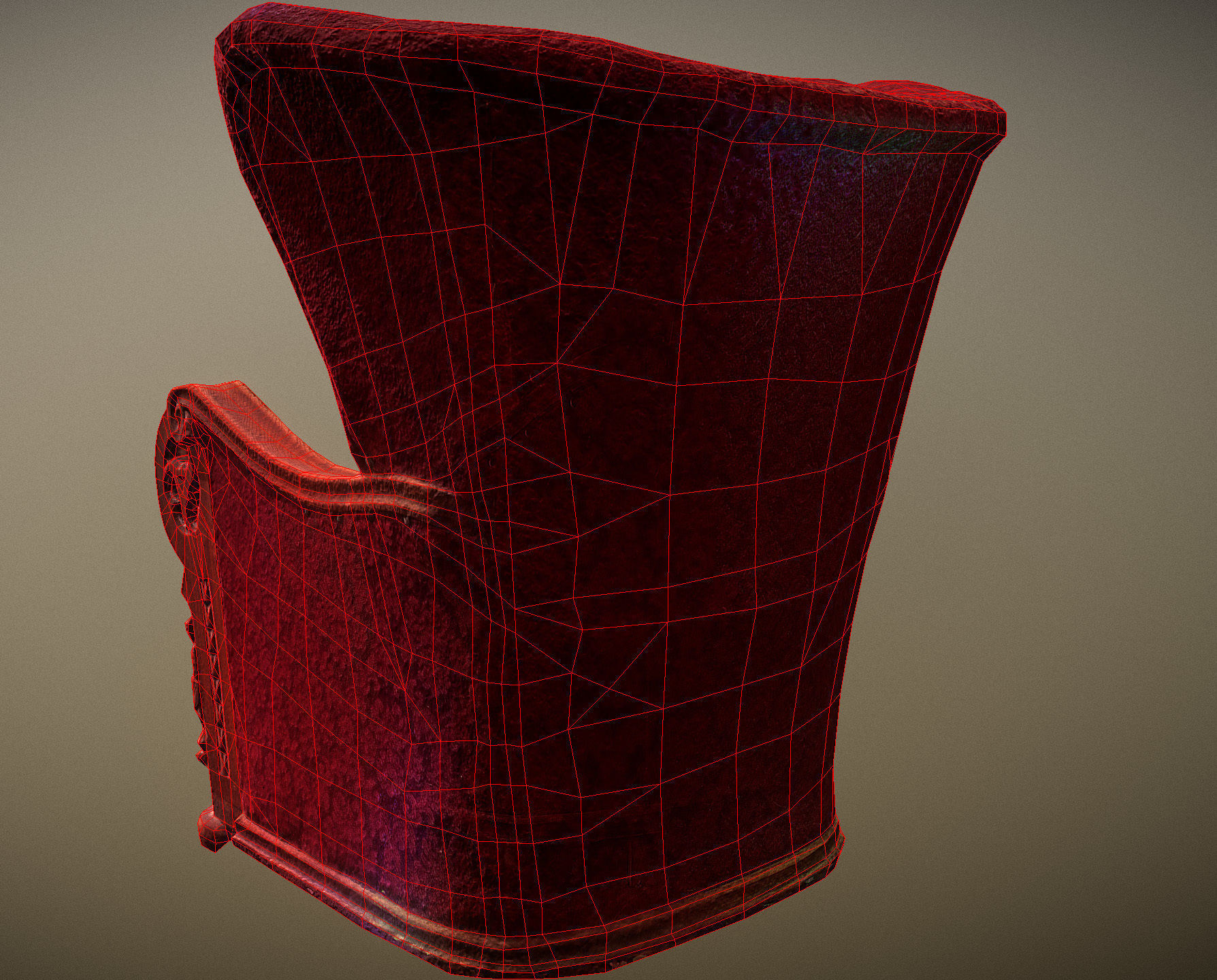 3D scaned photorealistic armchair Low-poly 3D model_8