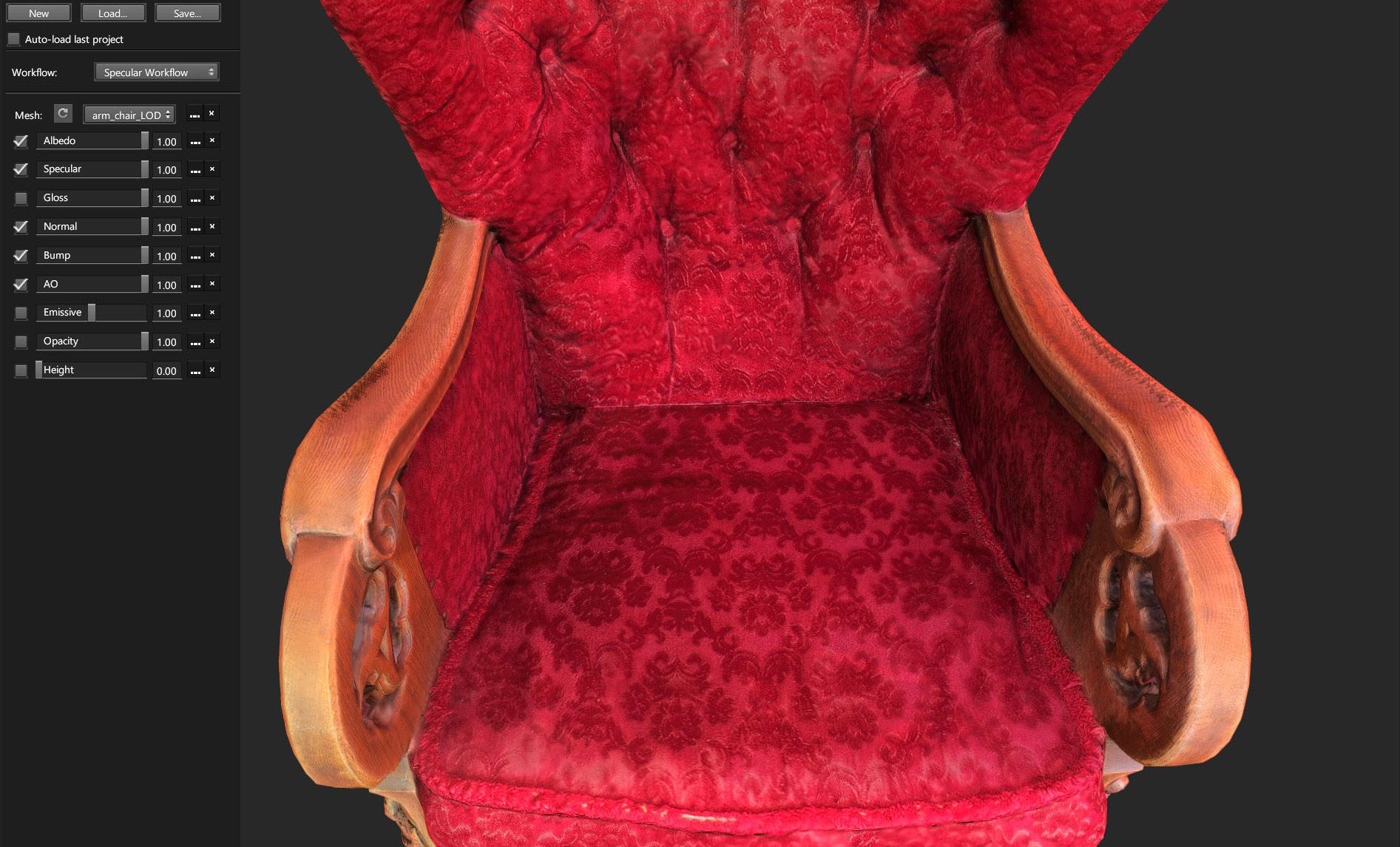 3D scaned photorealistic armchair Low-poly 3D model_48