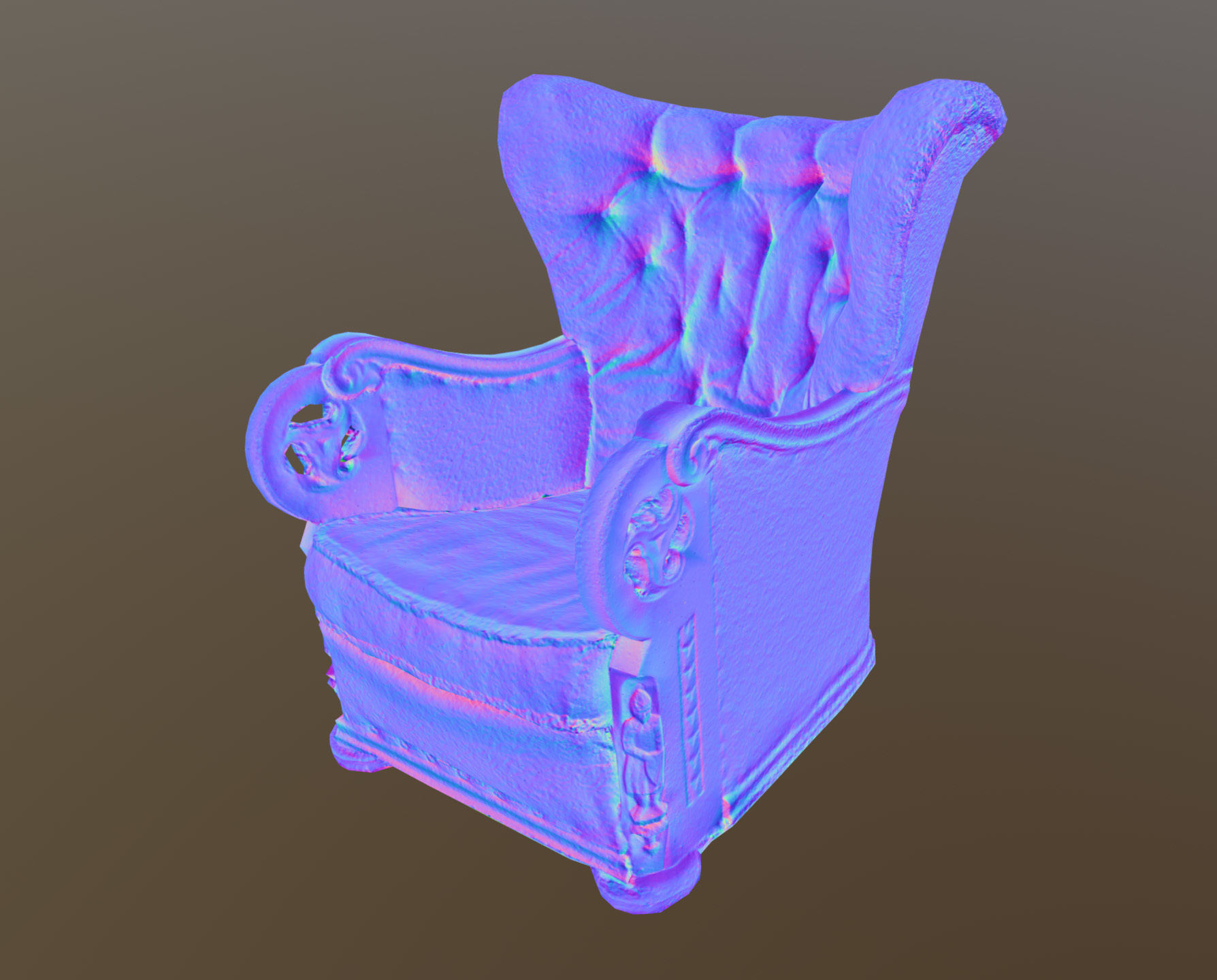 3D scaned photorealistic armchair Low-poly 3D model_19
