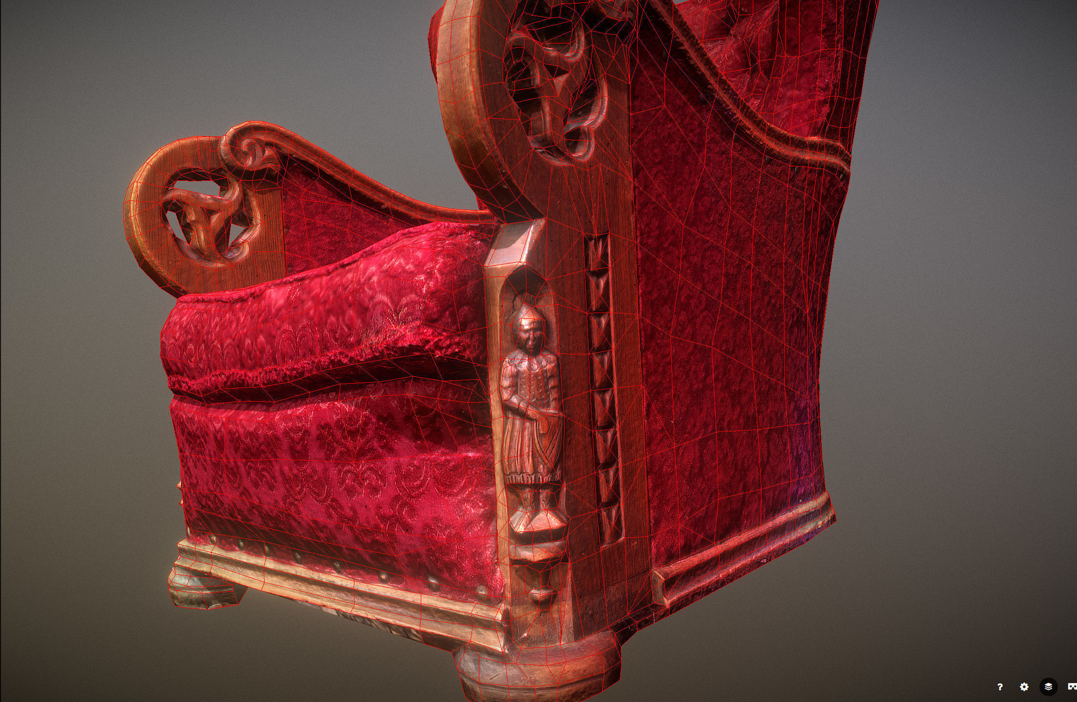 3D scaned photorealistic armchair Low-poly 3D model_27