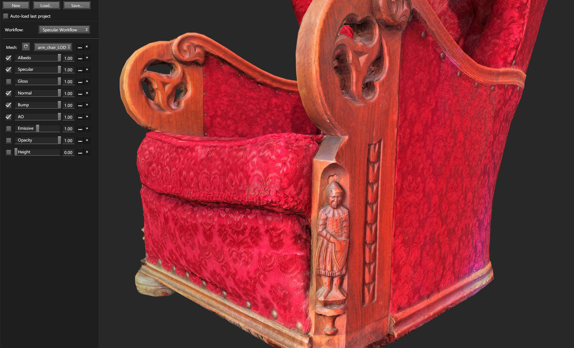 3D scaned photorealistic armchair Low-poly 3D model_50