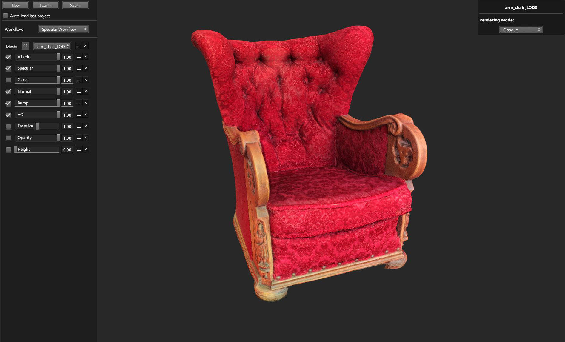 3D scaned photorealistic armchair Low-poly 3D model_42