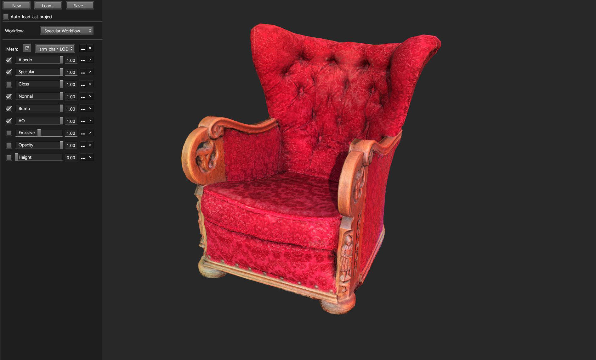 3D scaned photorealistic armchair Low-poly 3D model_43