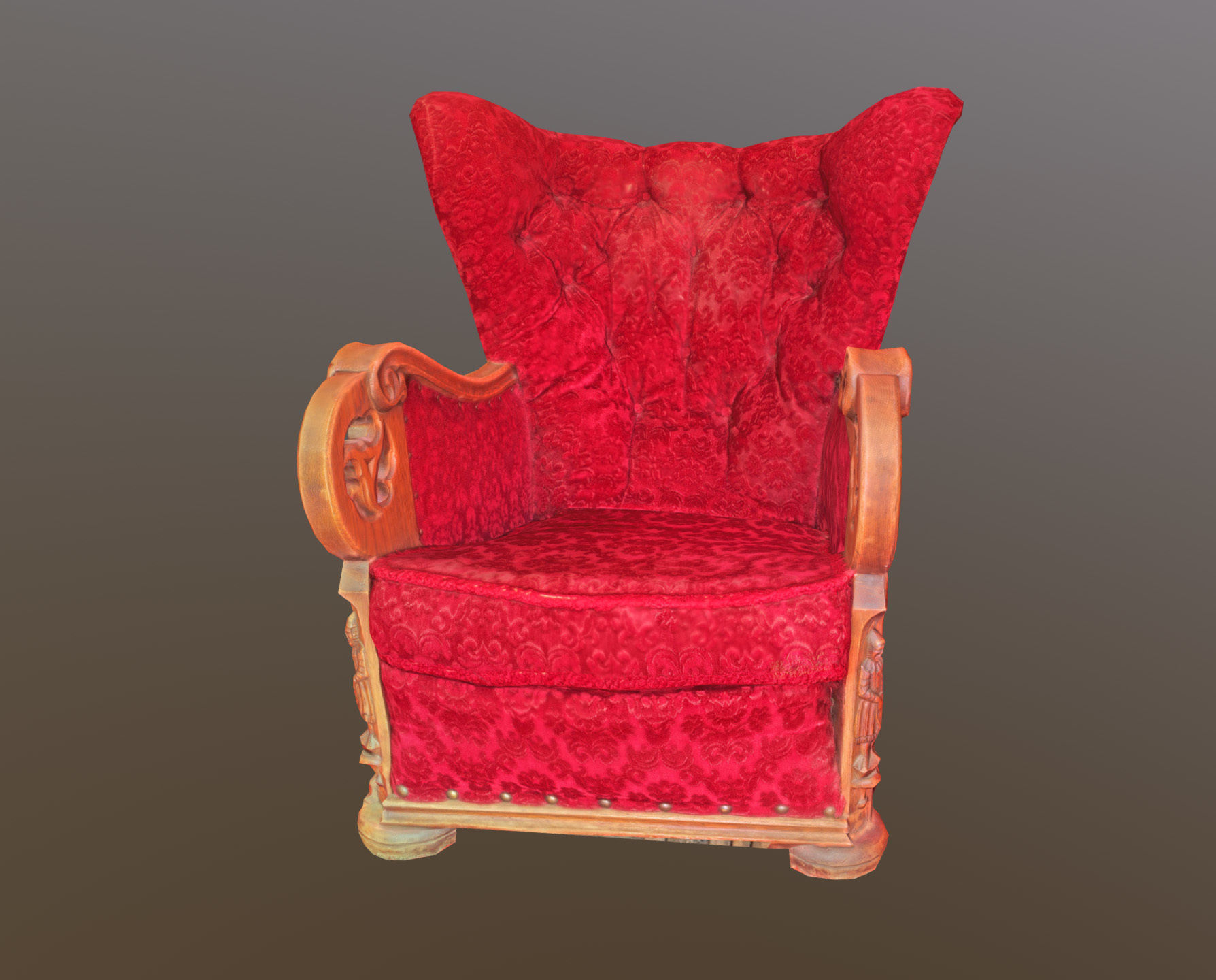 3D scaned photorealistic armchair Low-poly 3D model_11