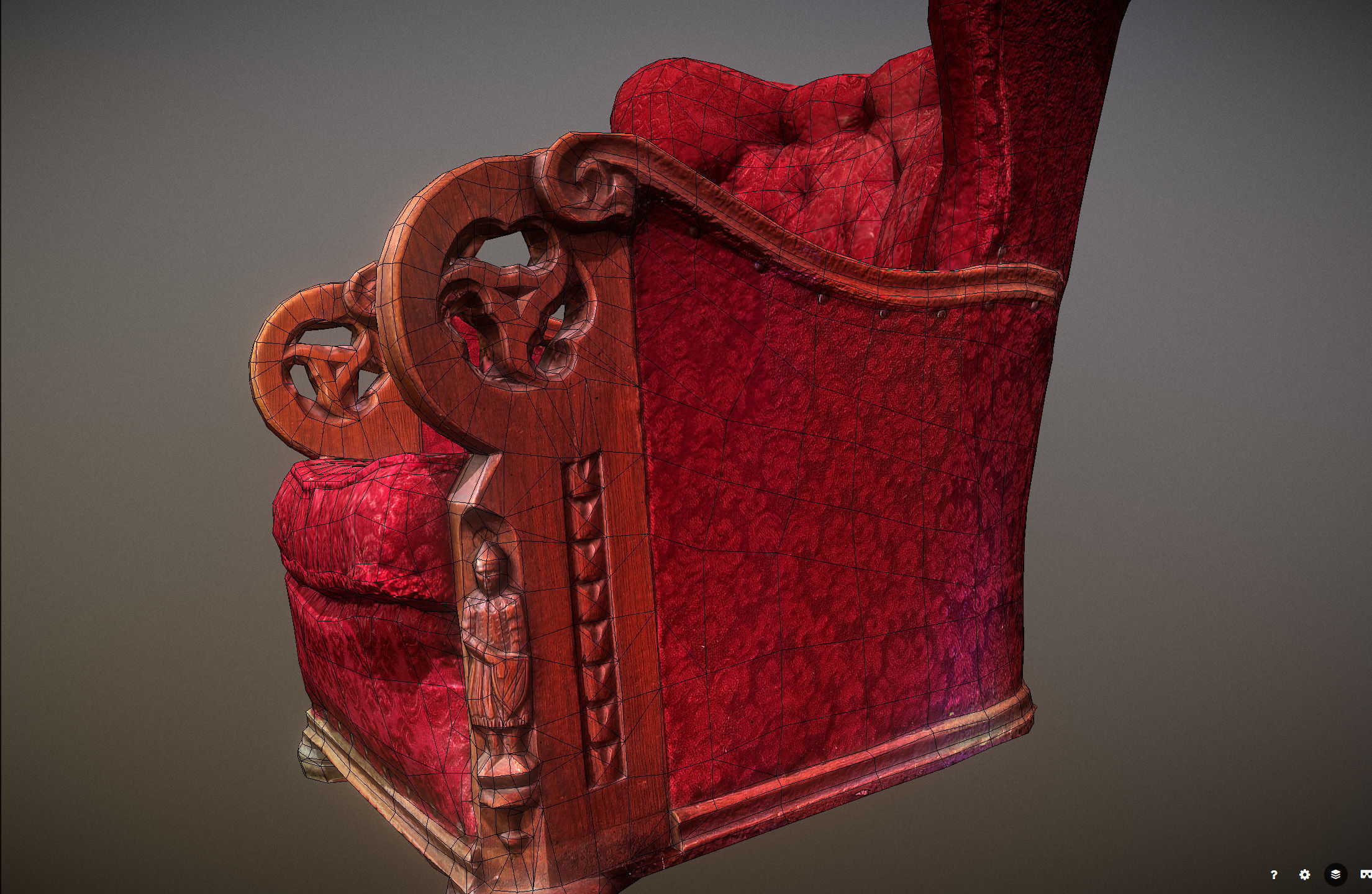 3D scaned photorealistic armchair Low-poly 3D model_37